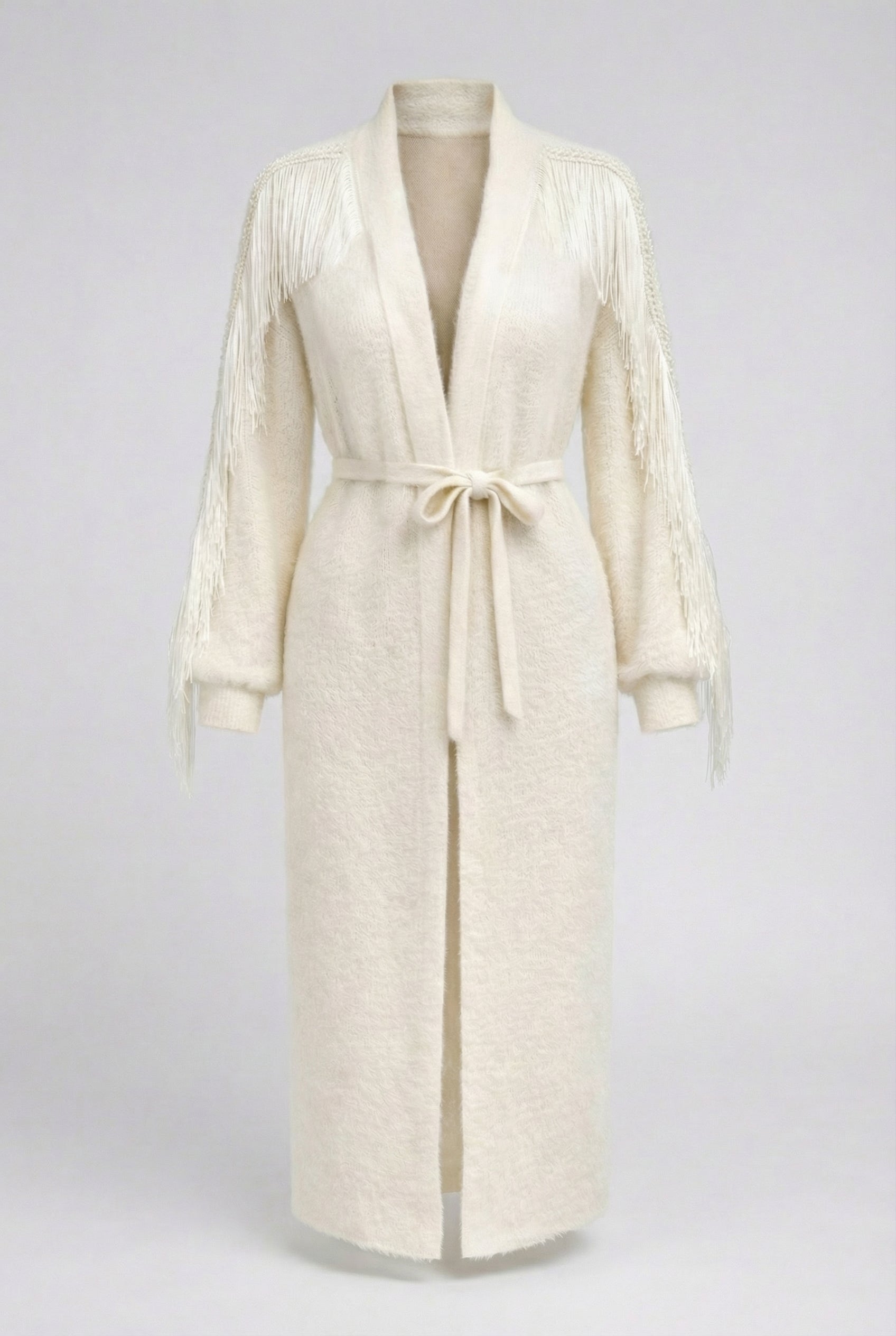 Kardigan z frędzlami ecru GLAM WITCH