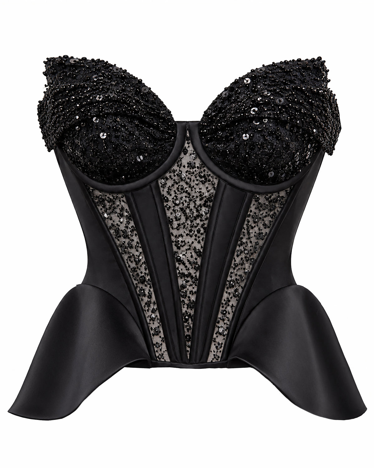 Black Couture Embroidered Corset Athena