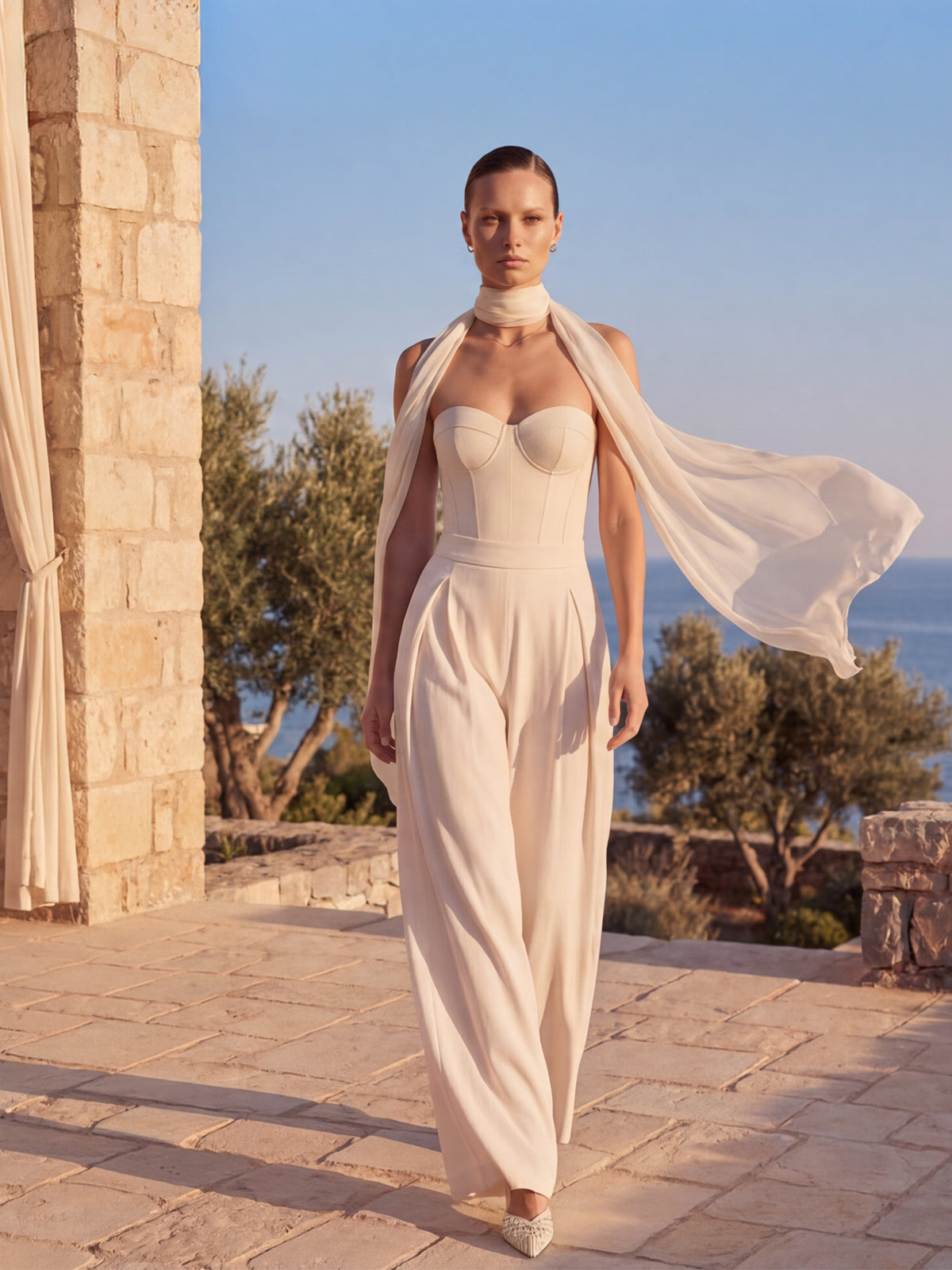 Wide-Leg Trousers Hera Ecru