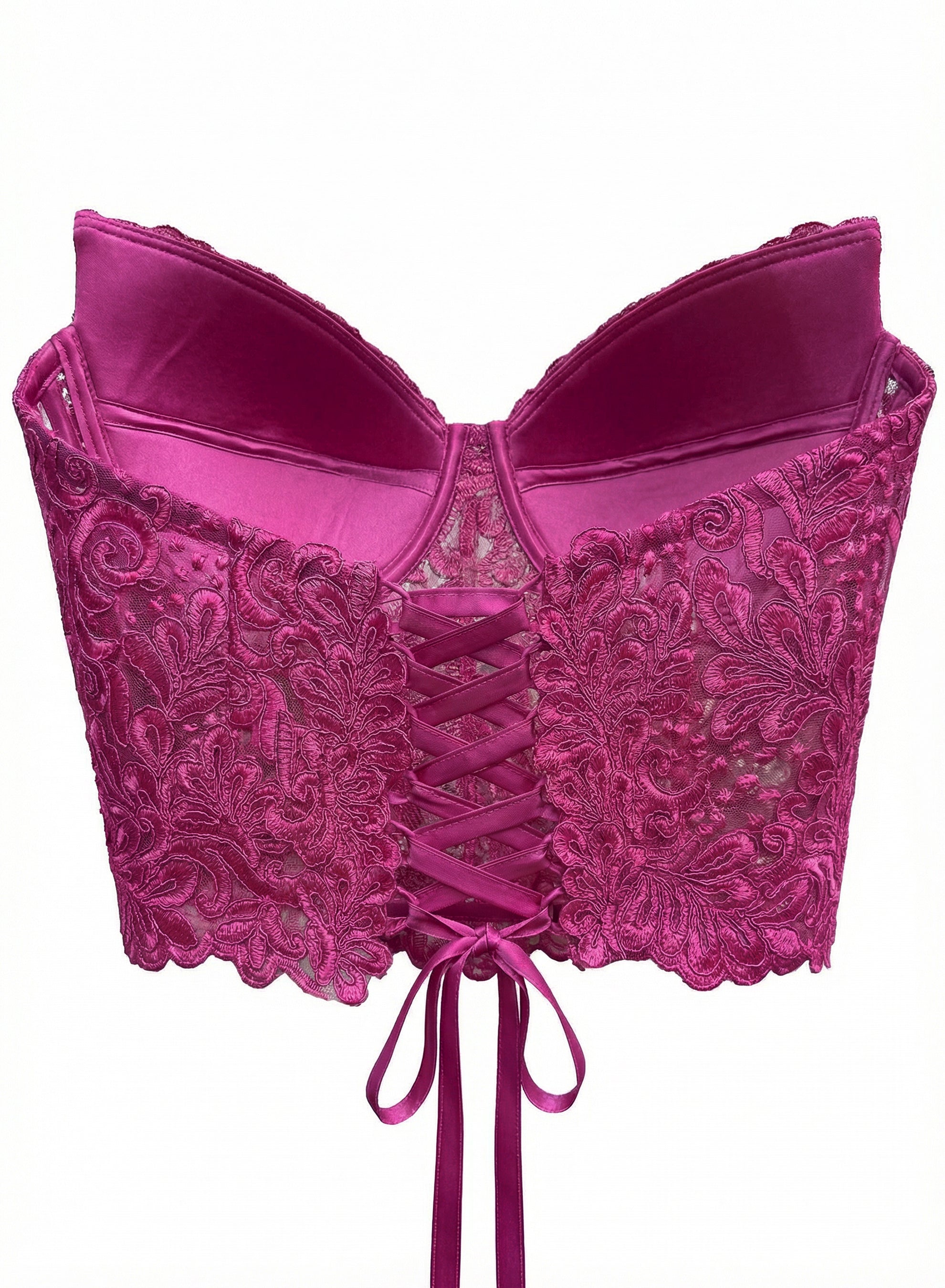 Gorset z koronką Orchidea w kolorze fuksji