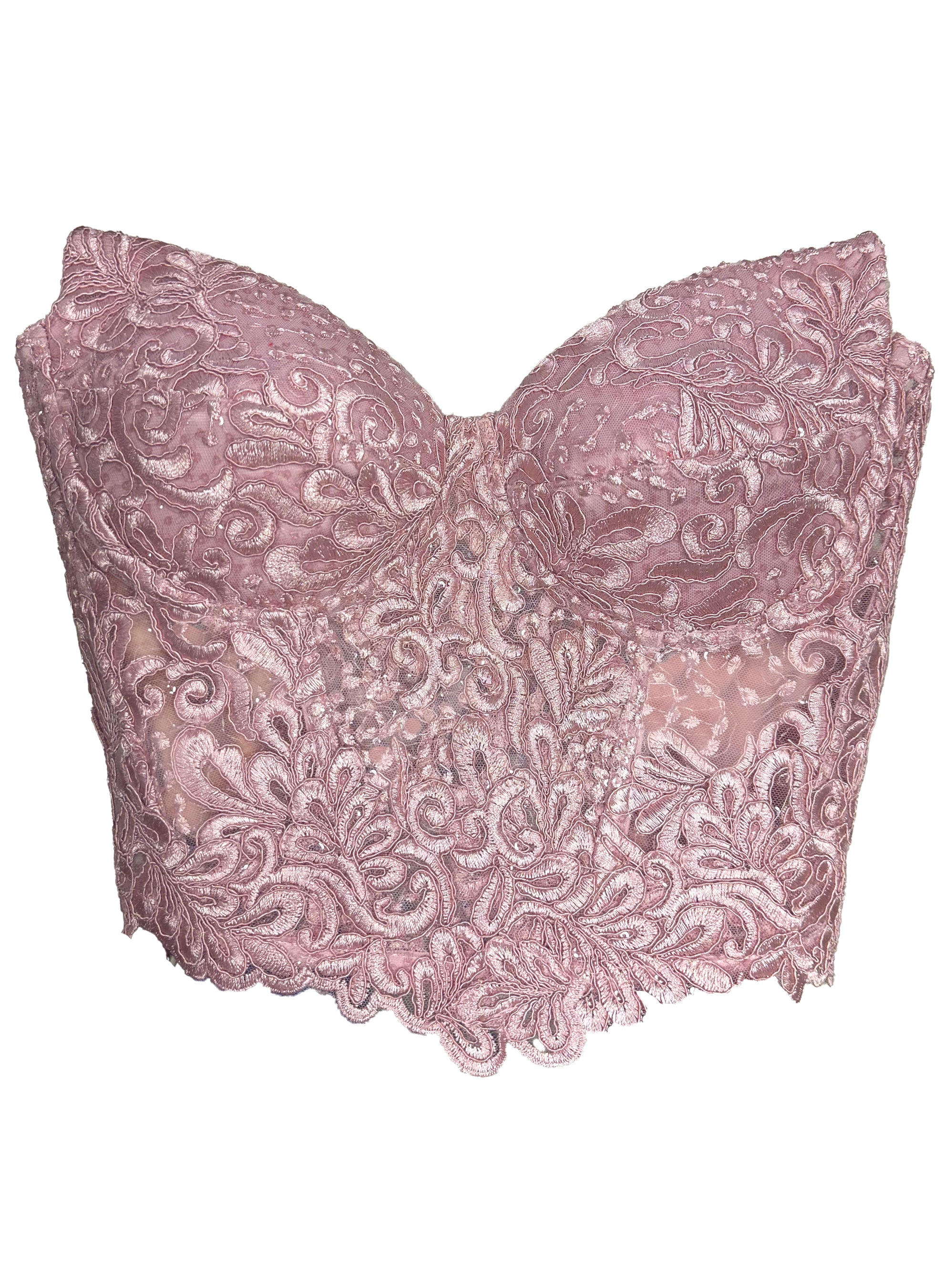 Gorset z koronką Orchidea w kolorze przydymionego różu