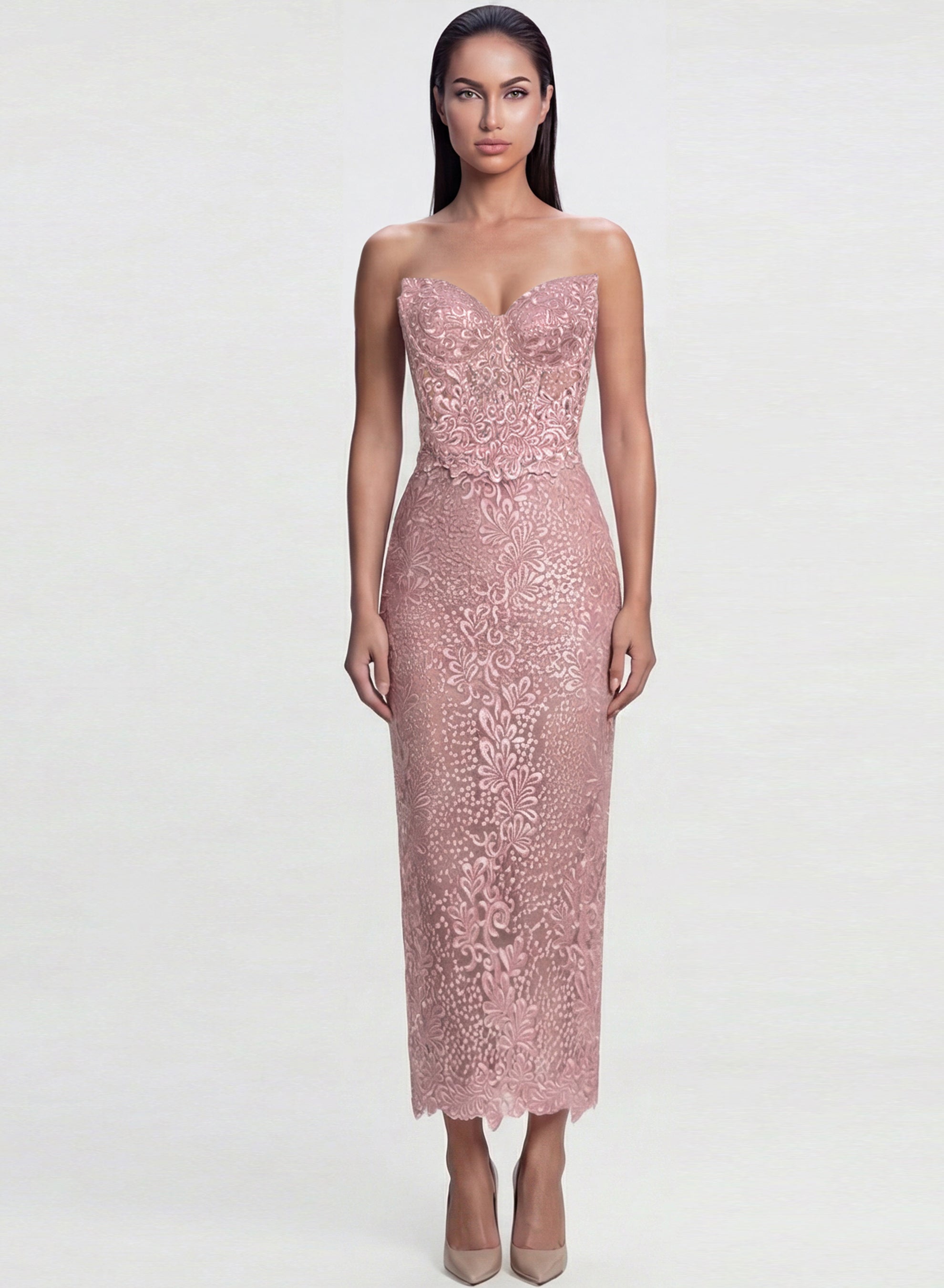 Orchidea Lace Corset Top Dusty Pink