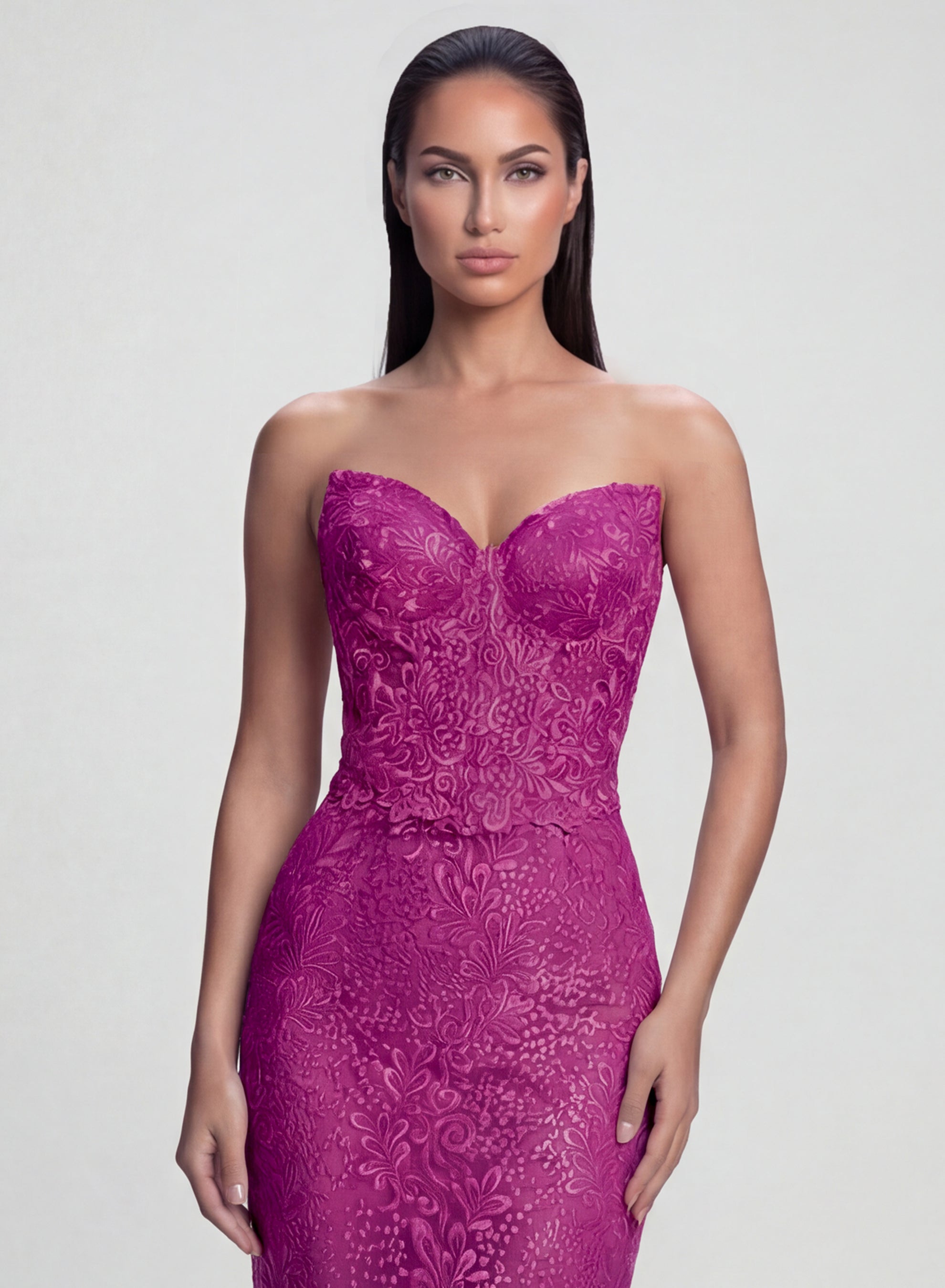 Orchidea Lace Guipure Corset Top Fuchsia