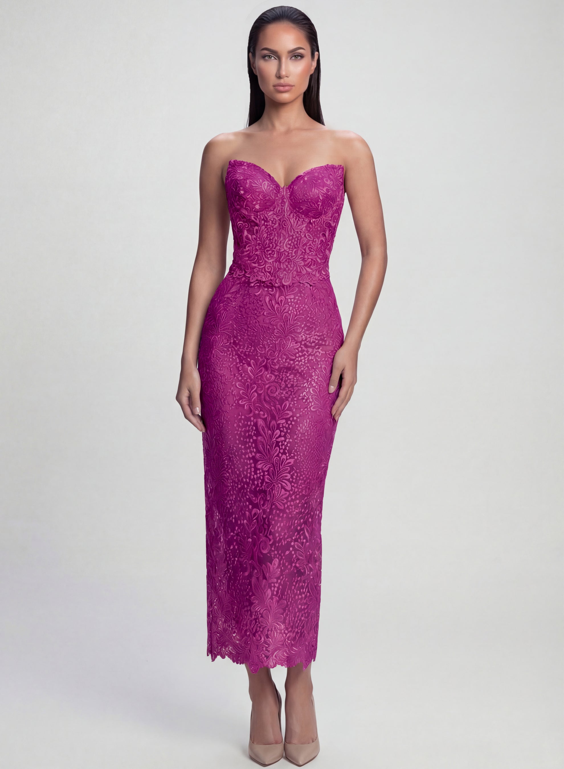 Orchidea Lace Guipure Corset Top Fuchsia