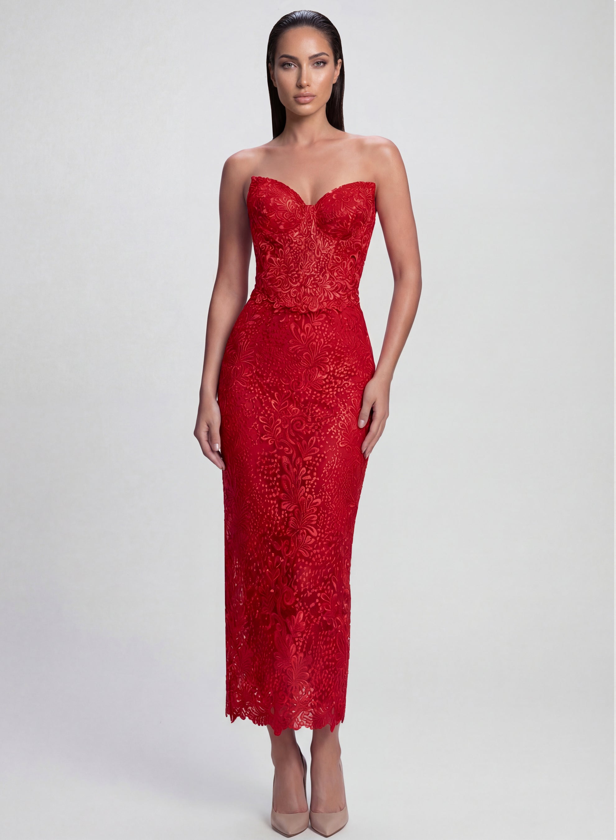 Orchidea Lace Corset Top Red