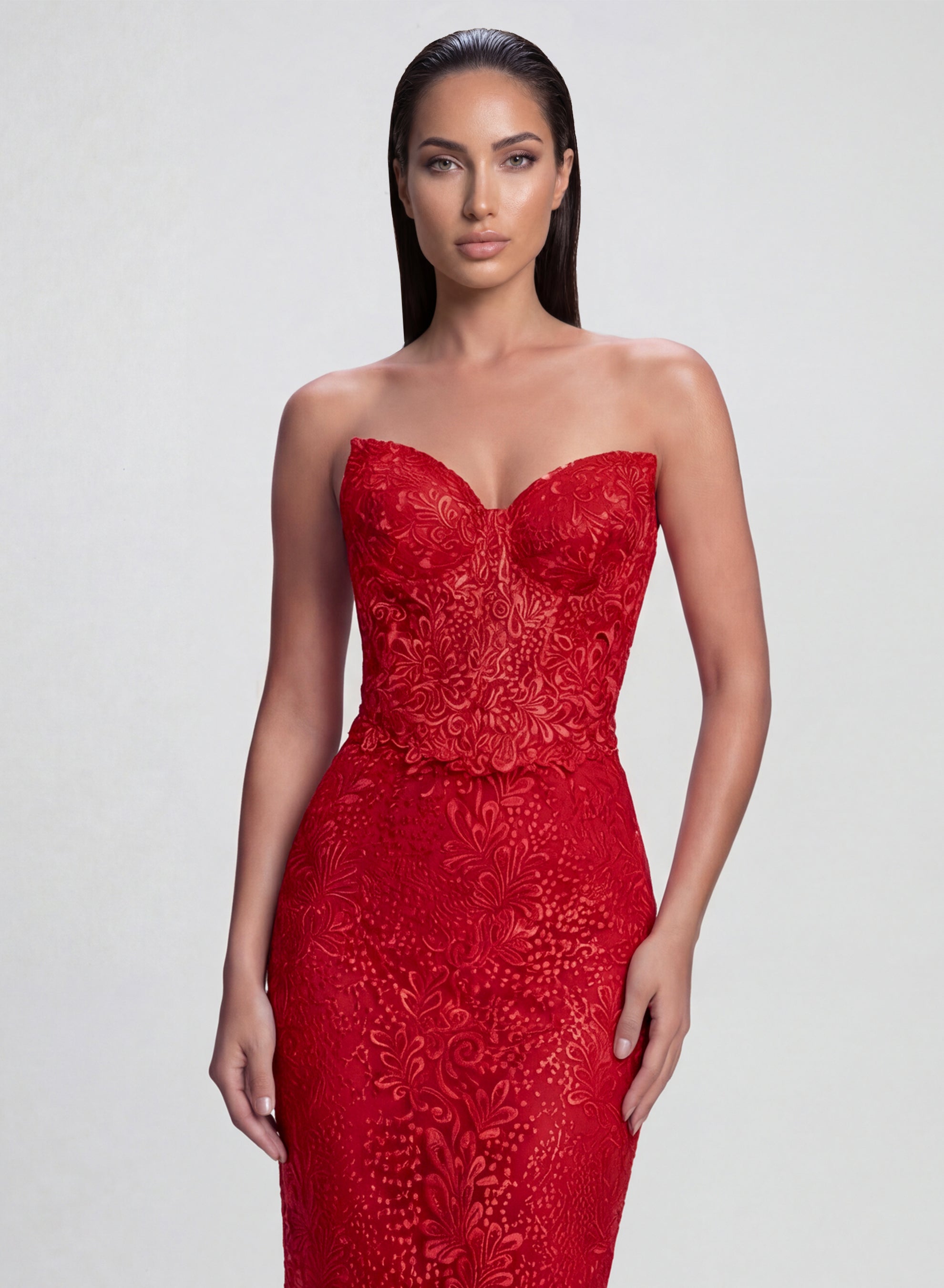 Orchidea Lace Corset Top Red