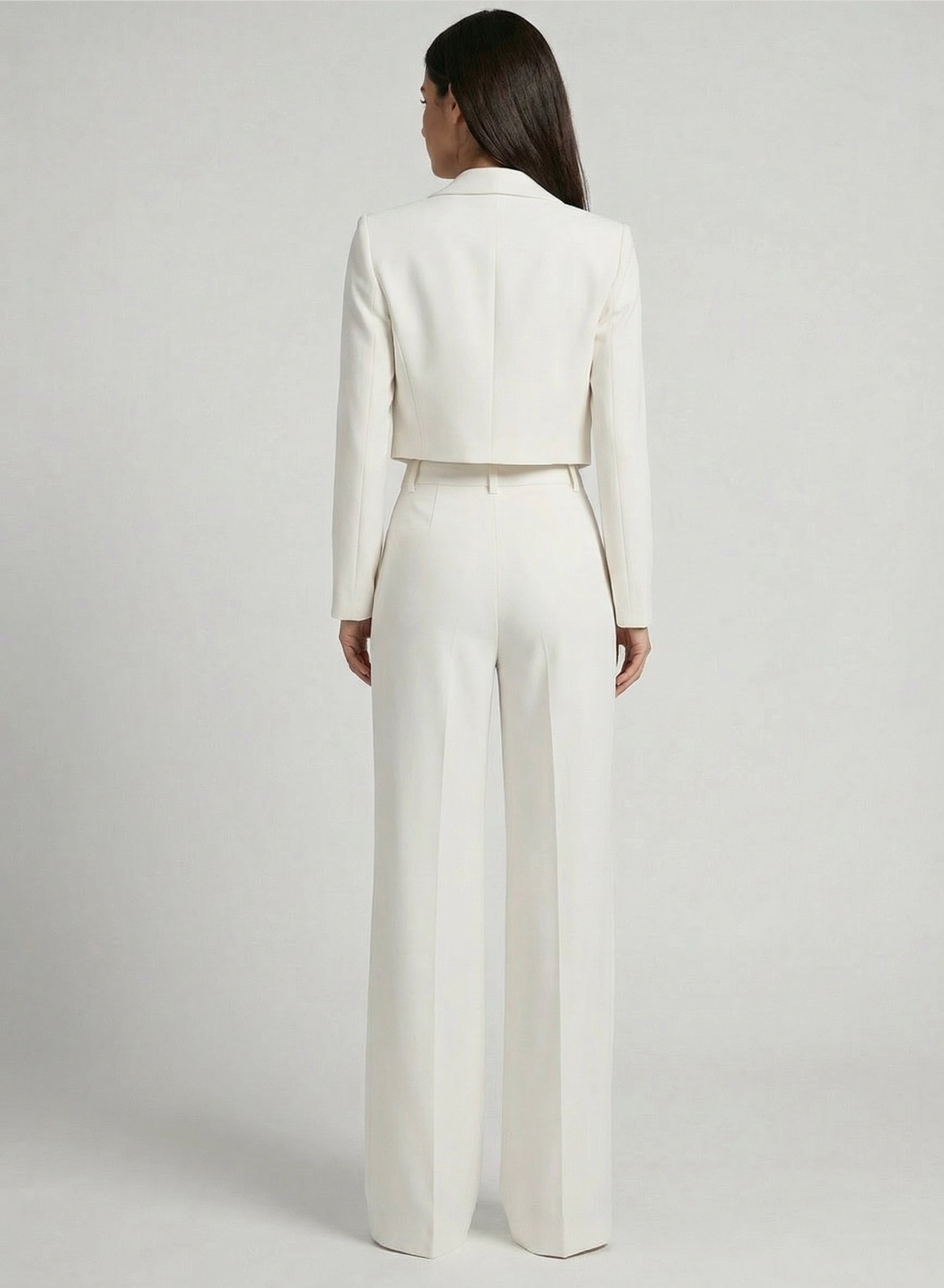 Sanremo High-Rise Wide-Leg Suit Pants Ivory