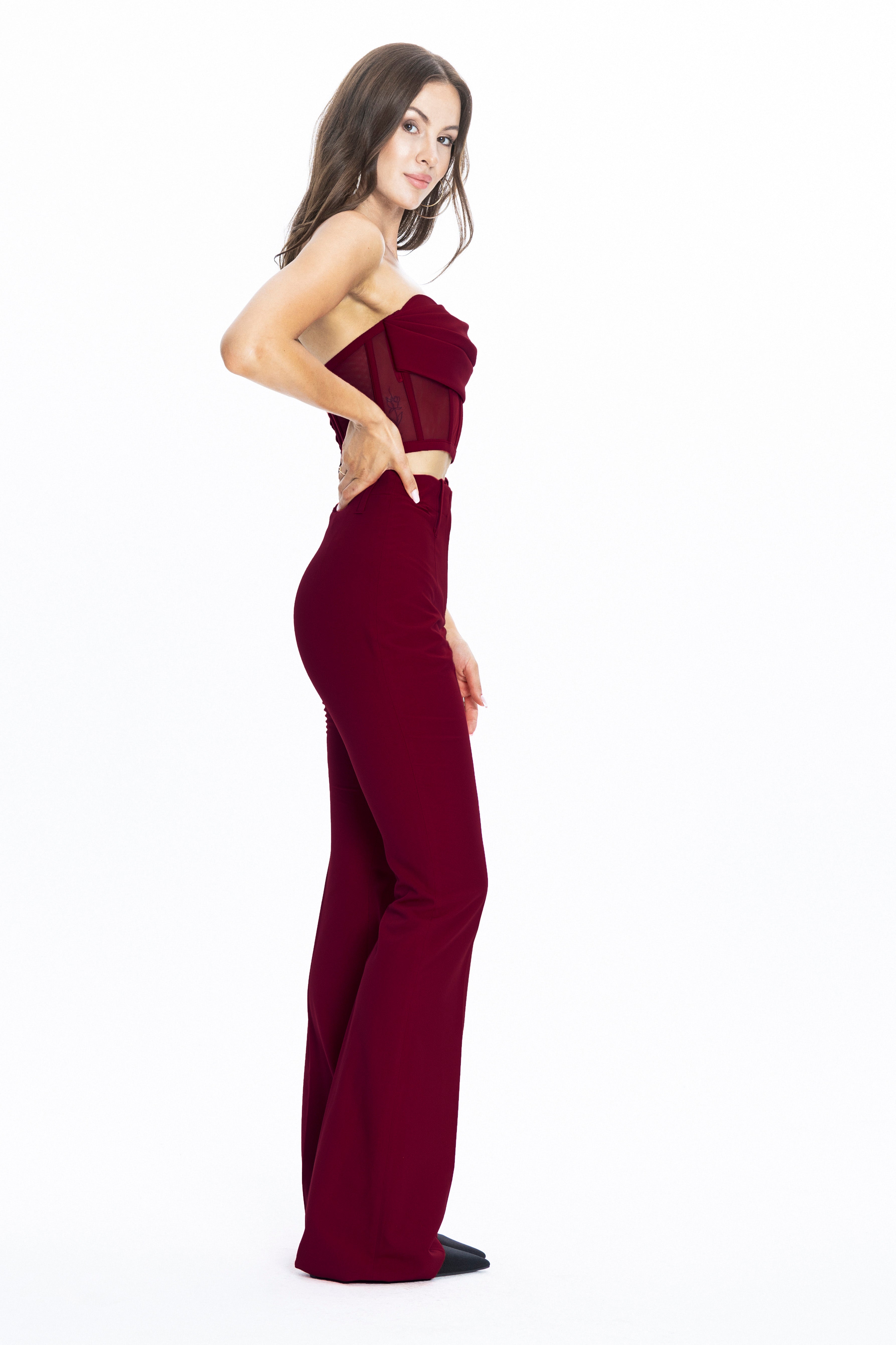 Palermo High-rise Flare Suit Pants Burgundy