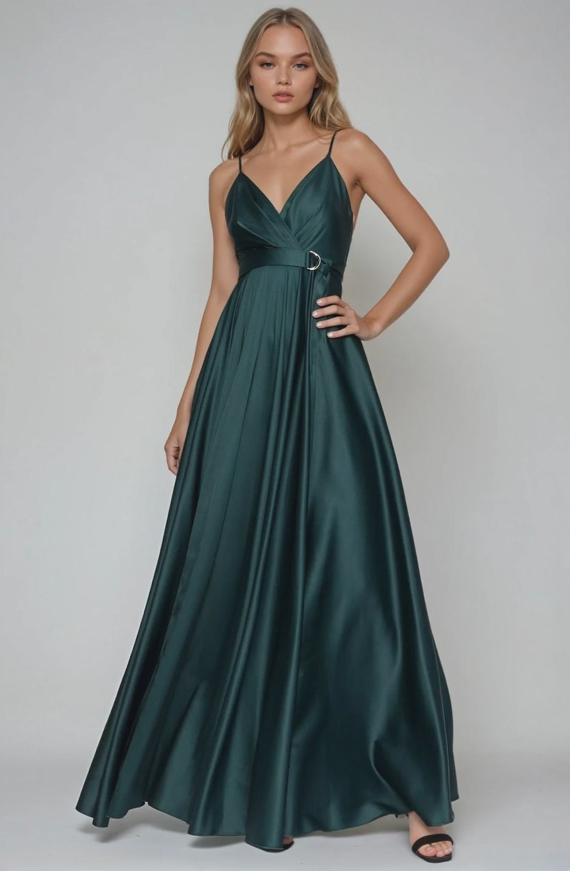 Satin long dress emerald angelika jozefczyk video