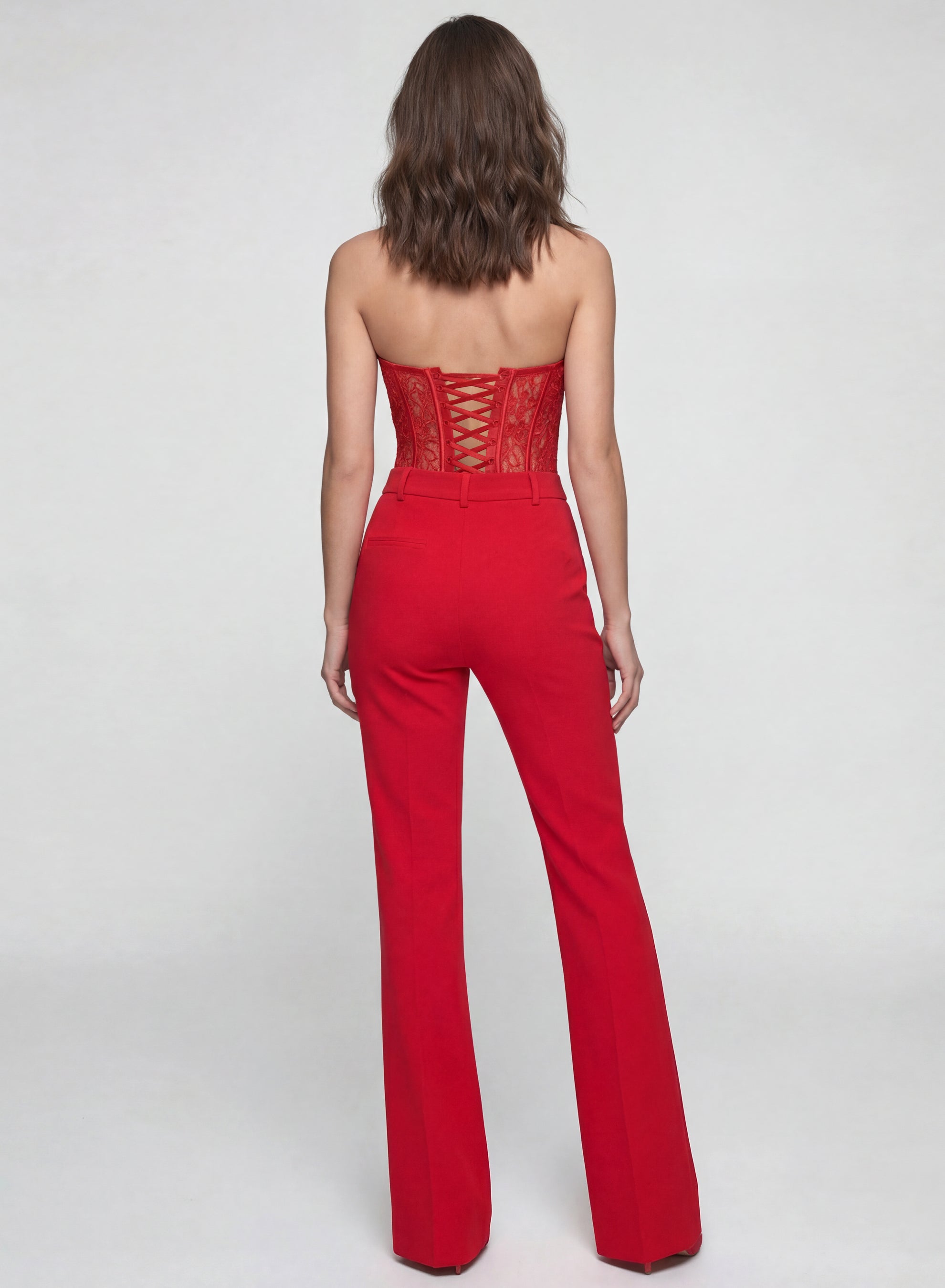 Palermo High-rise Flare Suit Pants Red