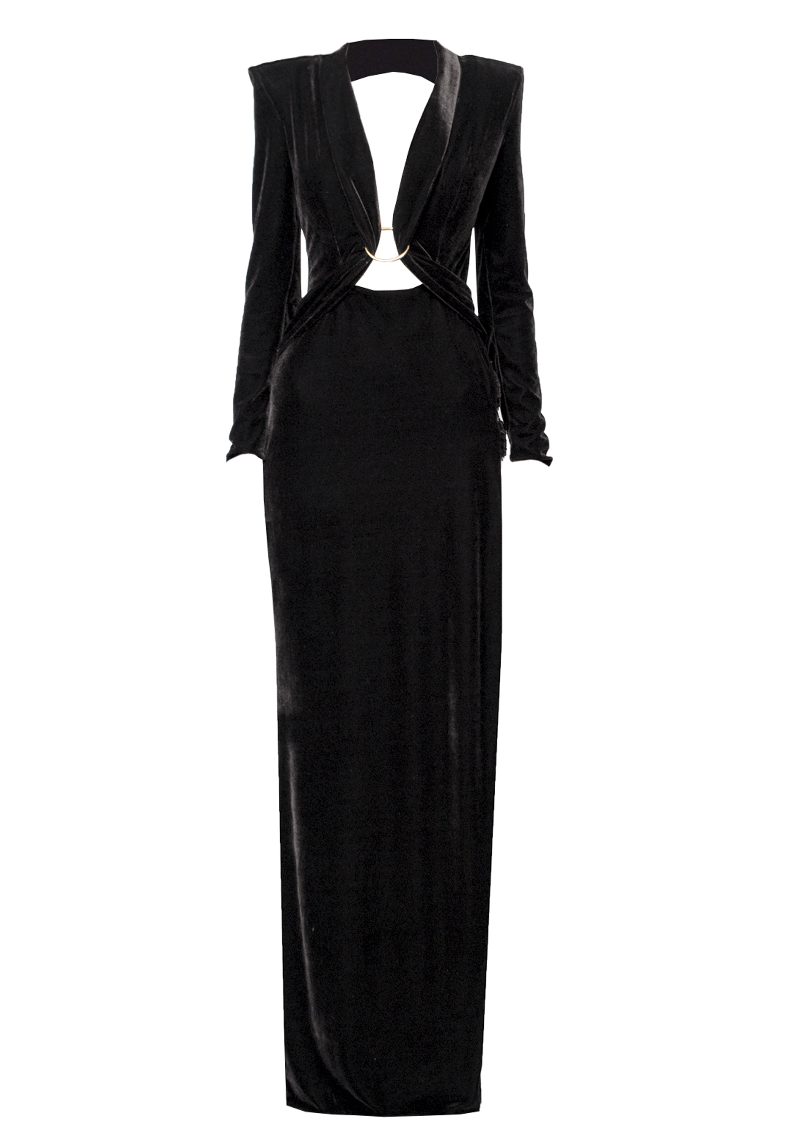 Glam Witch Brown Velvet Gown With Gold Hoops