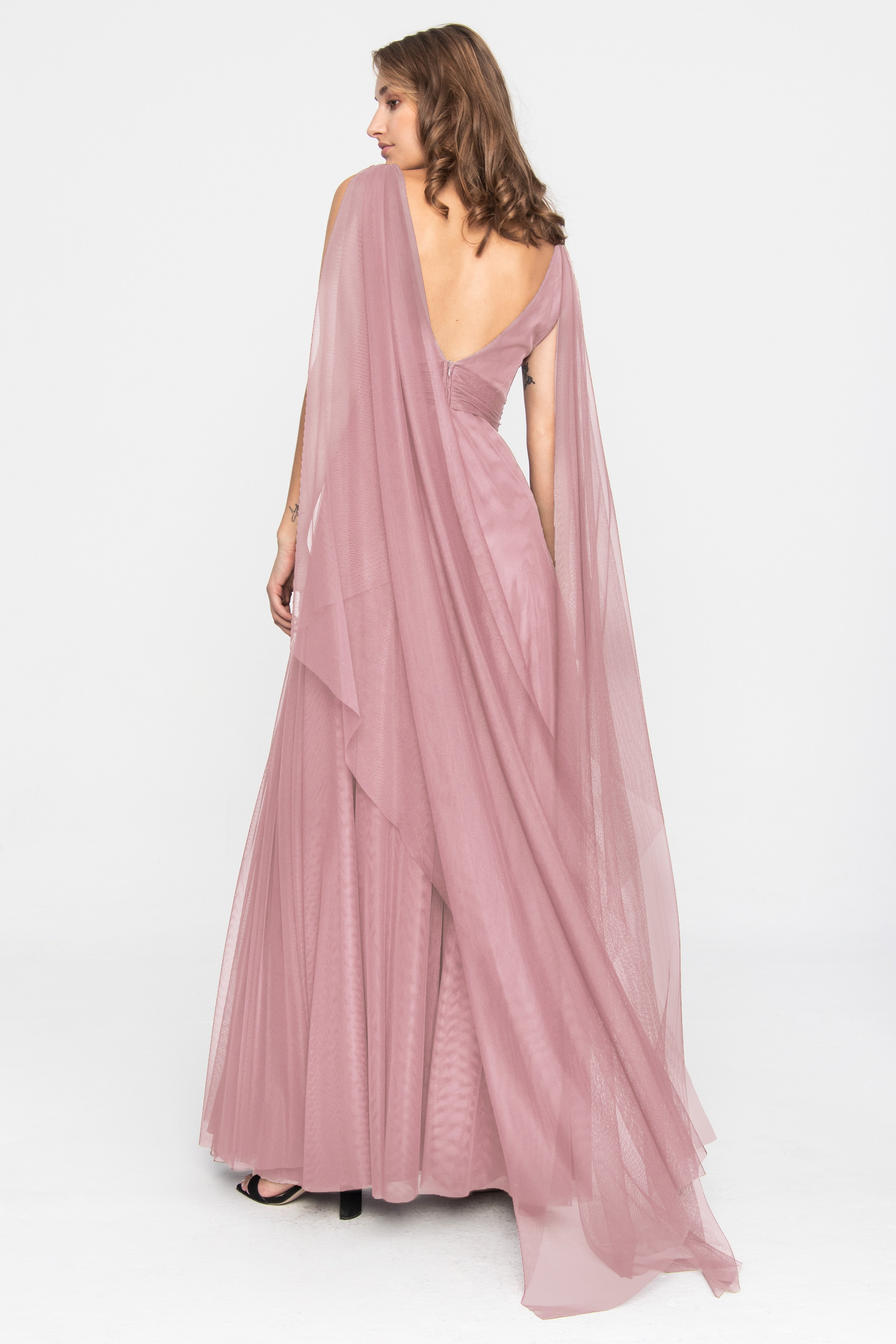 Tulle Terracotta Evening Gown Dusty pink