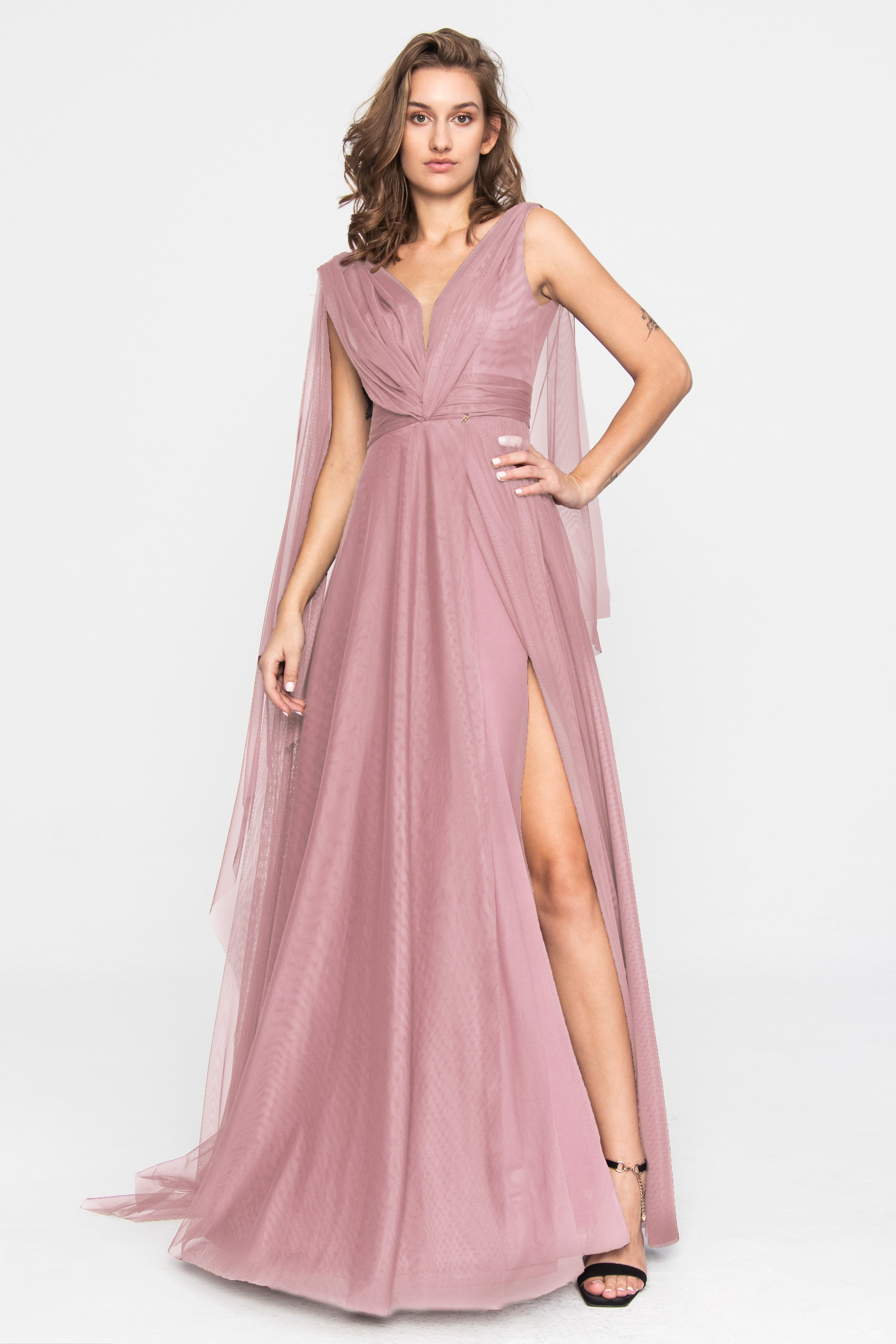 Tulle Terracotta Evening Gown Dusty pink