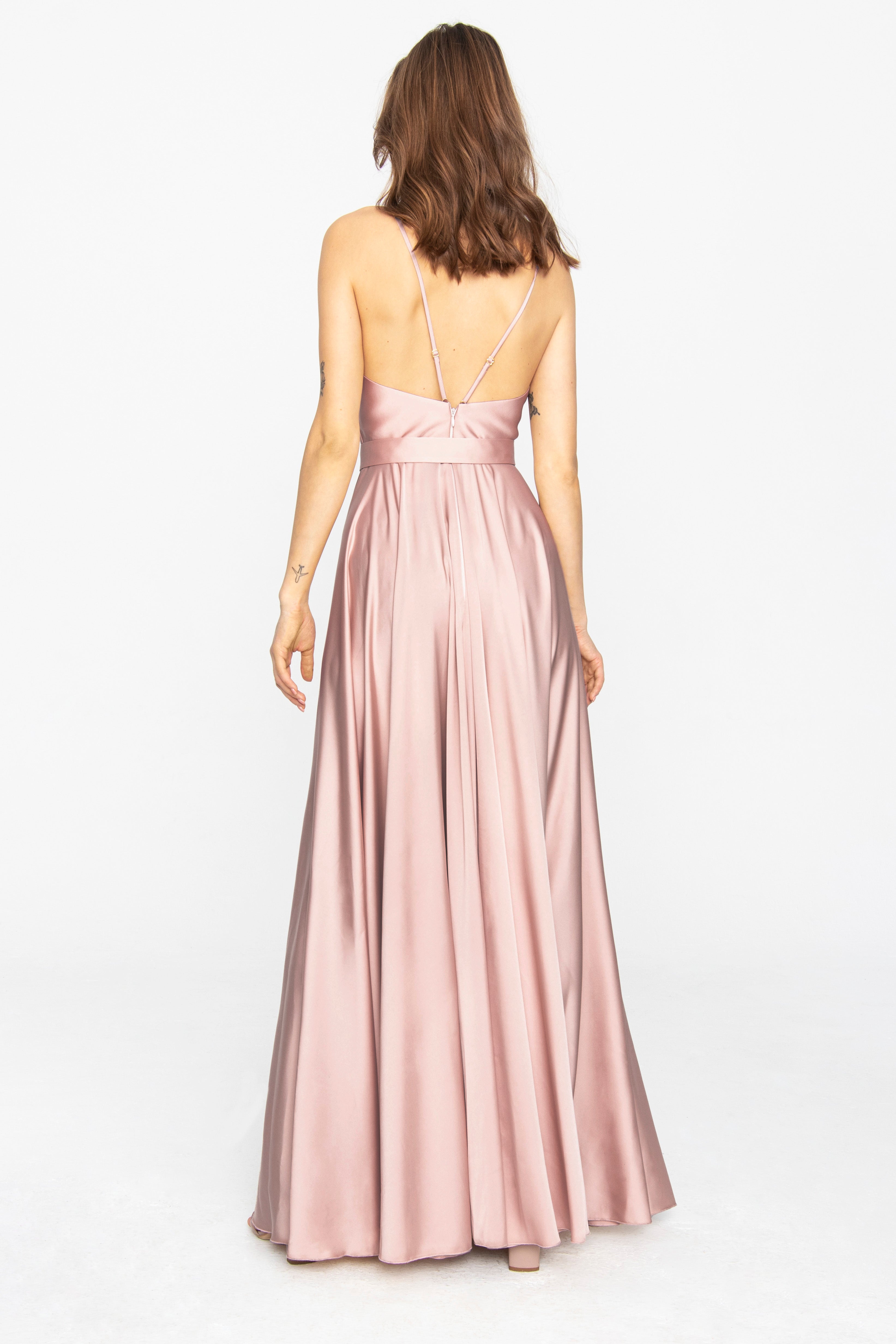 Satin Long Dress Dusty Pink