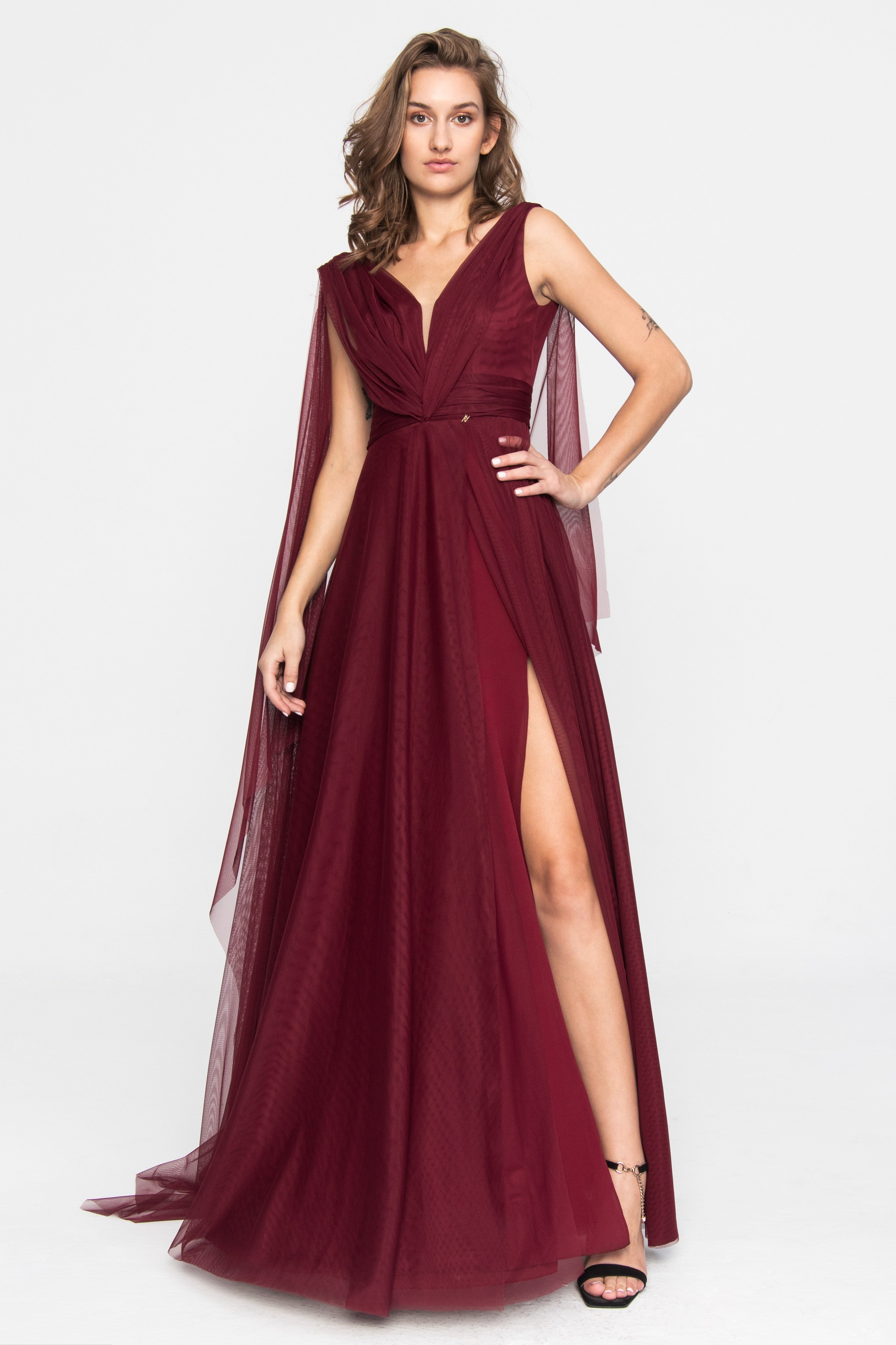Terracotta Burgundy Tulle Evening Gown_AngelikaJozefczyk_1
