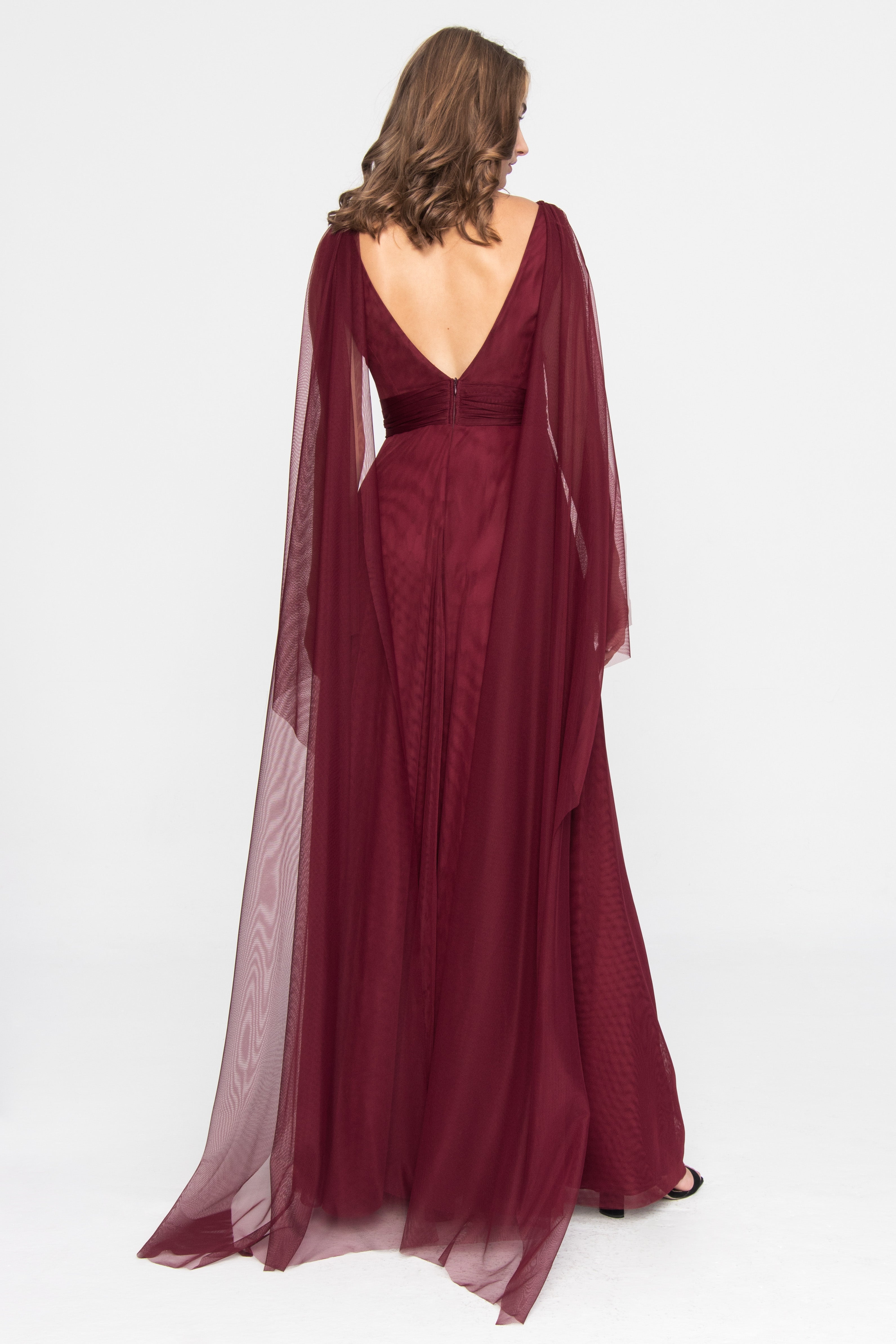 Terracotta Burgundy Tulle Evening Gown_AngelikaJozefczyk_2