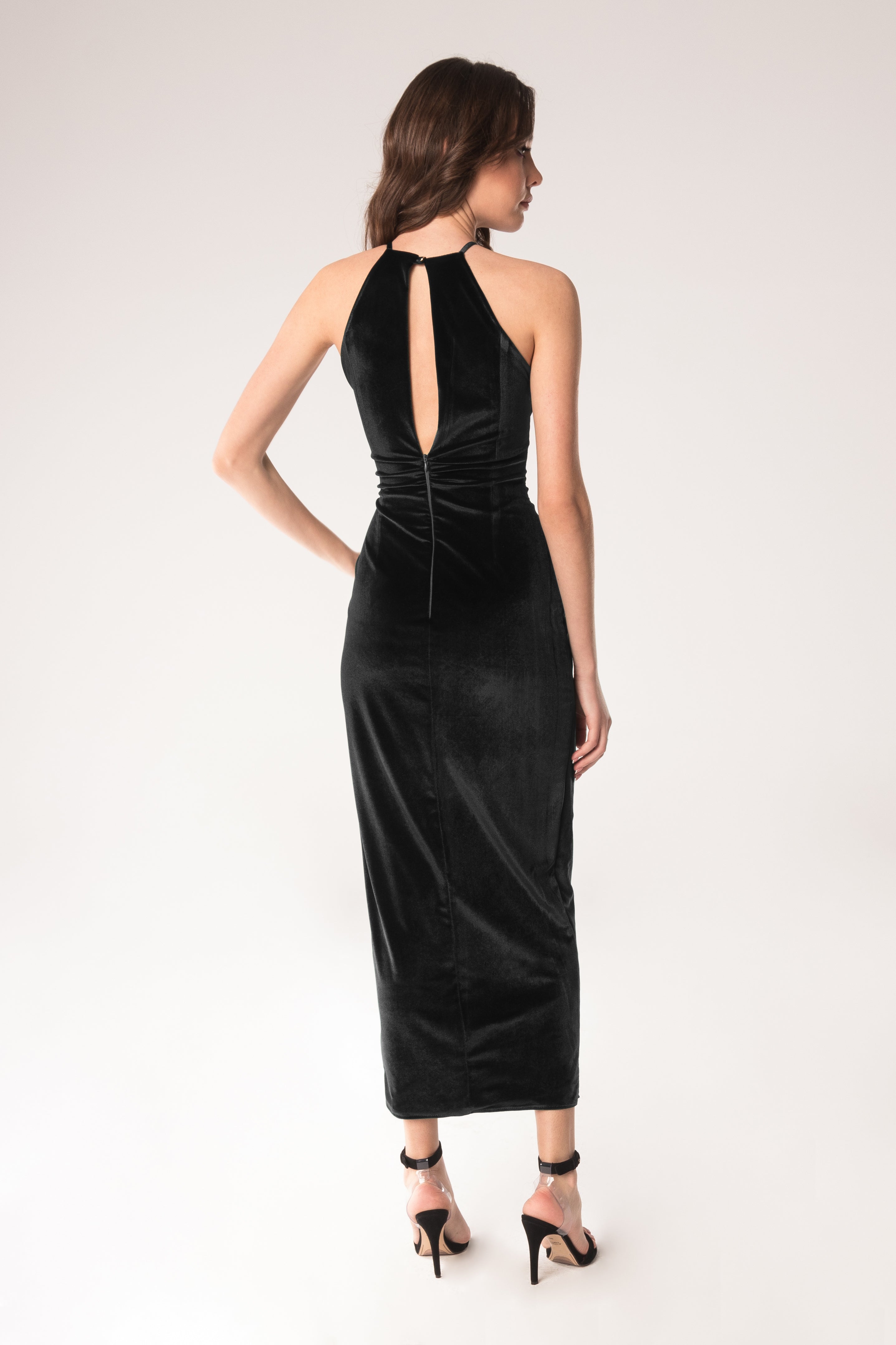 Sofia Velvet Draped Dress Black 3