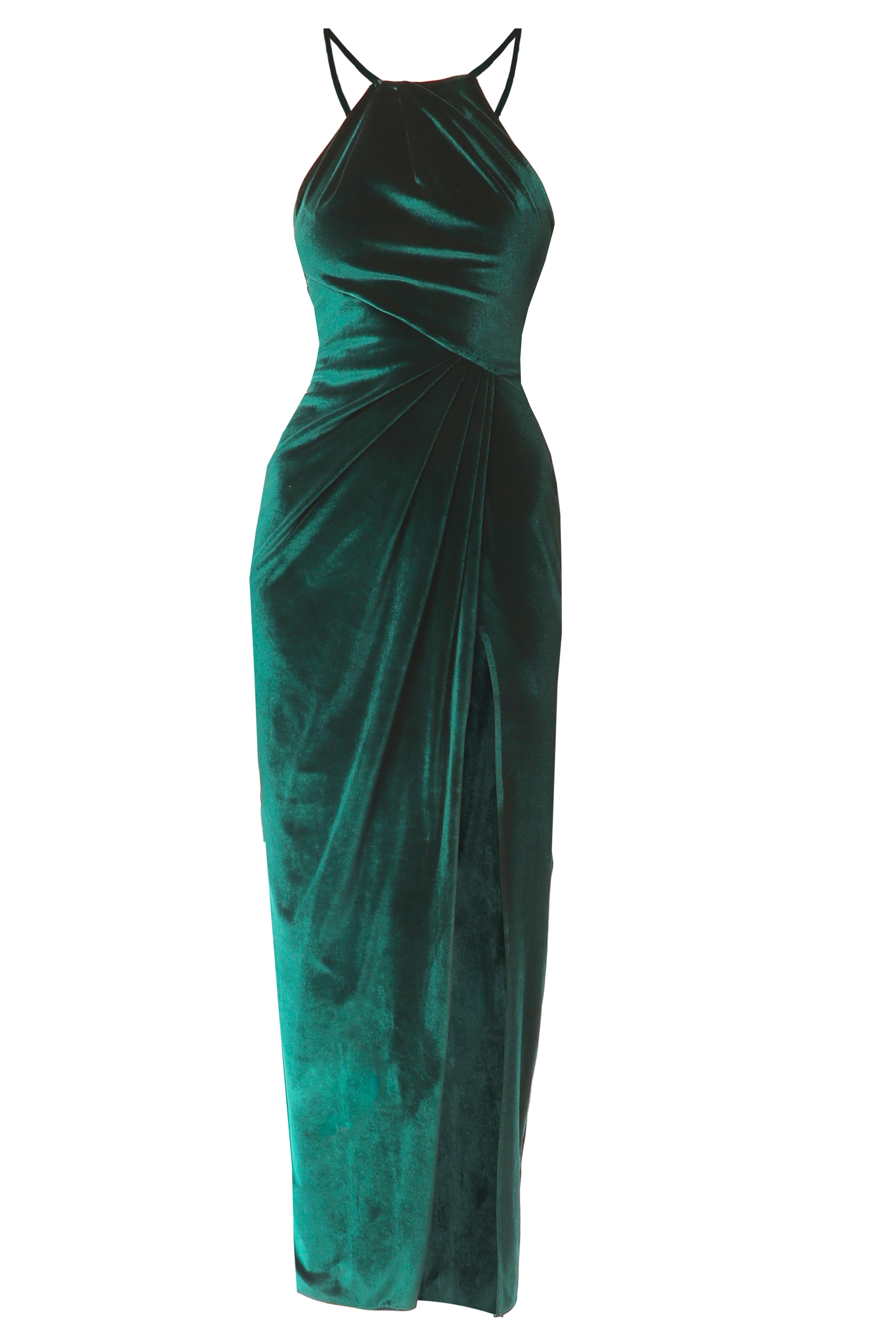 Velvet draped dress Sofia Emerald green