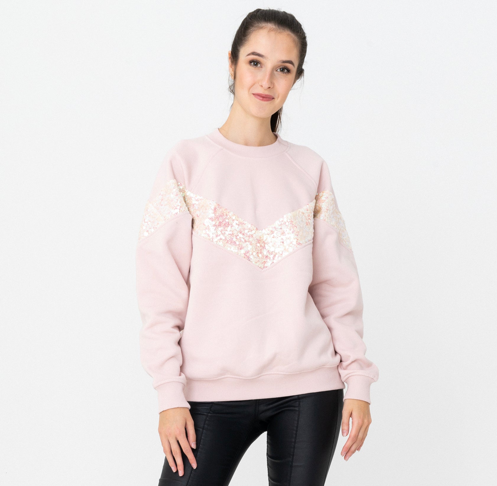 Elegant Pink Sweatshirt With Sequins