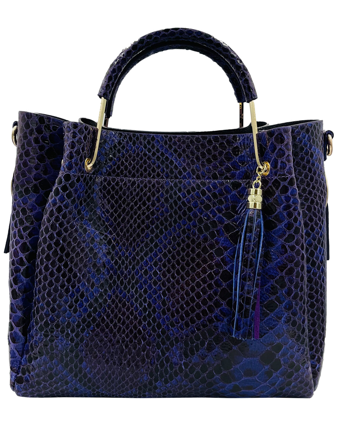 Leather Shopper Bag Navy Blue