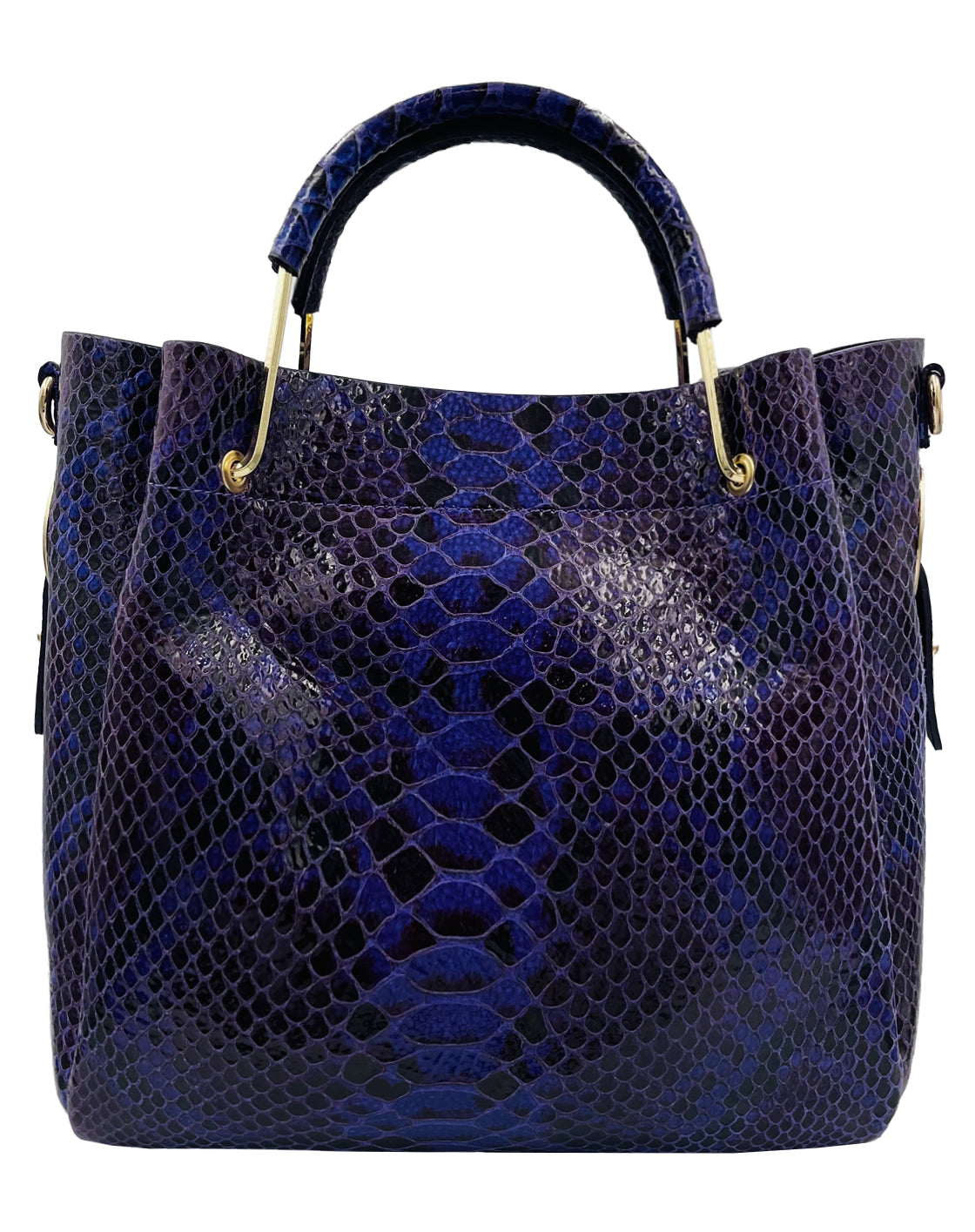 Leather Shopper Bag Navy Blue