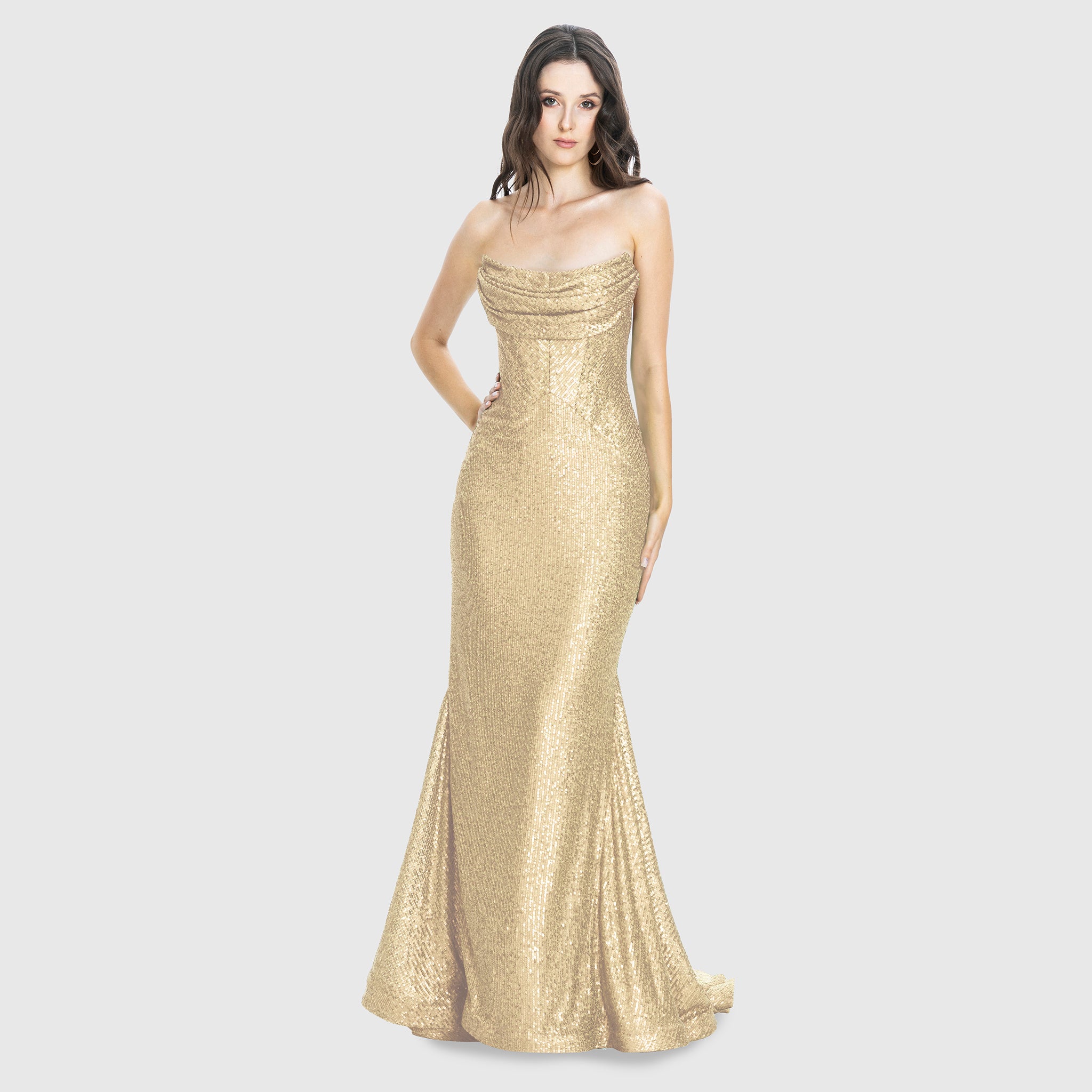 Alaya Gold Sequin Evening Dress Gown Angelika Jozefczyk 2