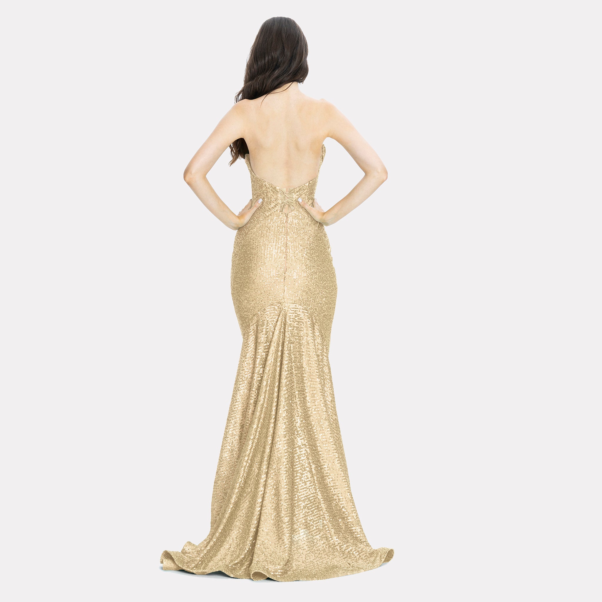 Alaya Gold Sequin Evening Dress Gown Angelika Jozefczyk 4