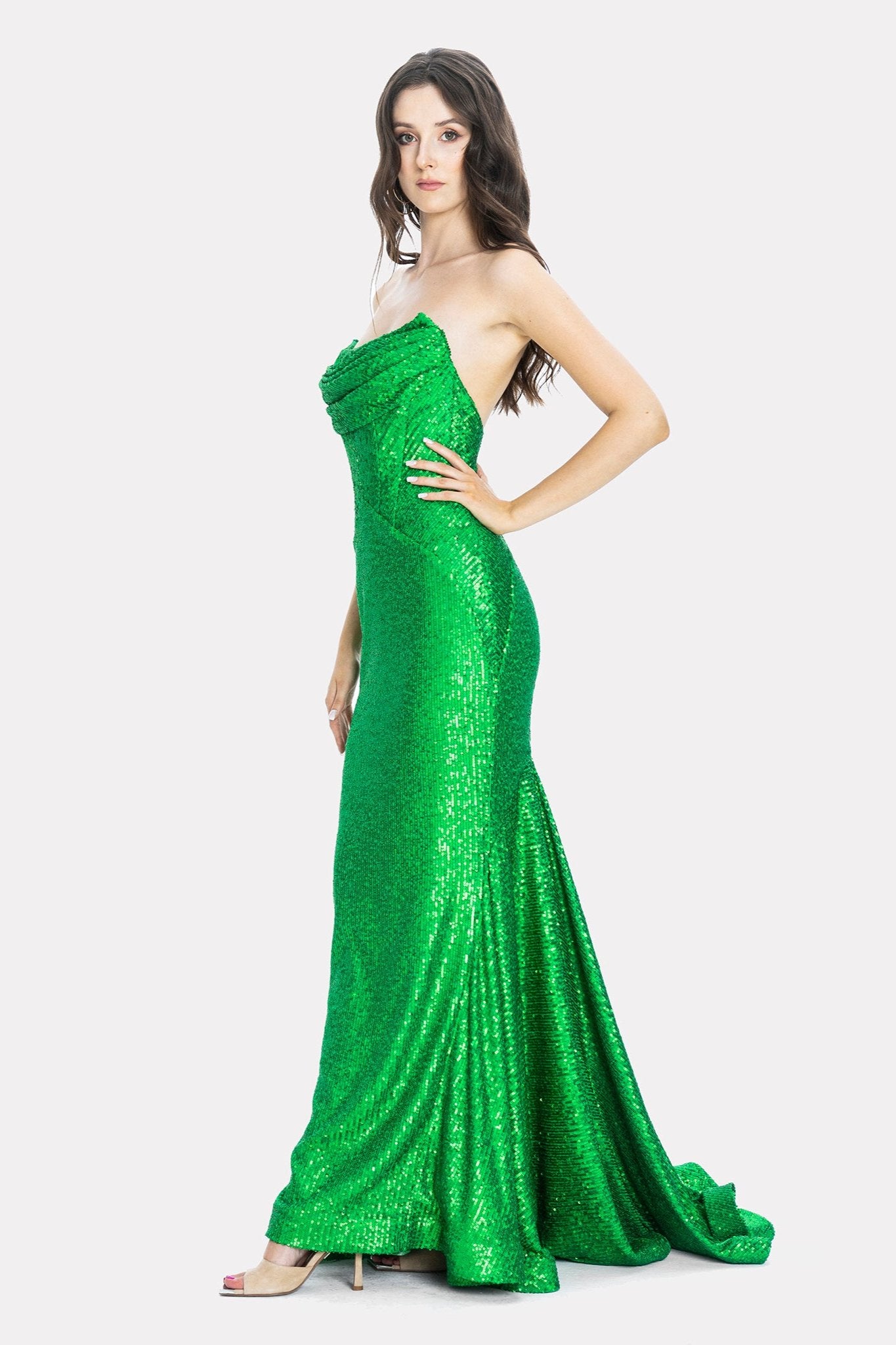 Alaya Green Sequin Evening Dress Gown Angelika Jozefczyk 1