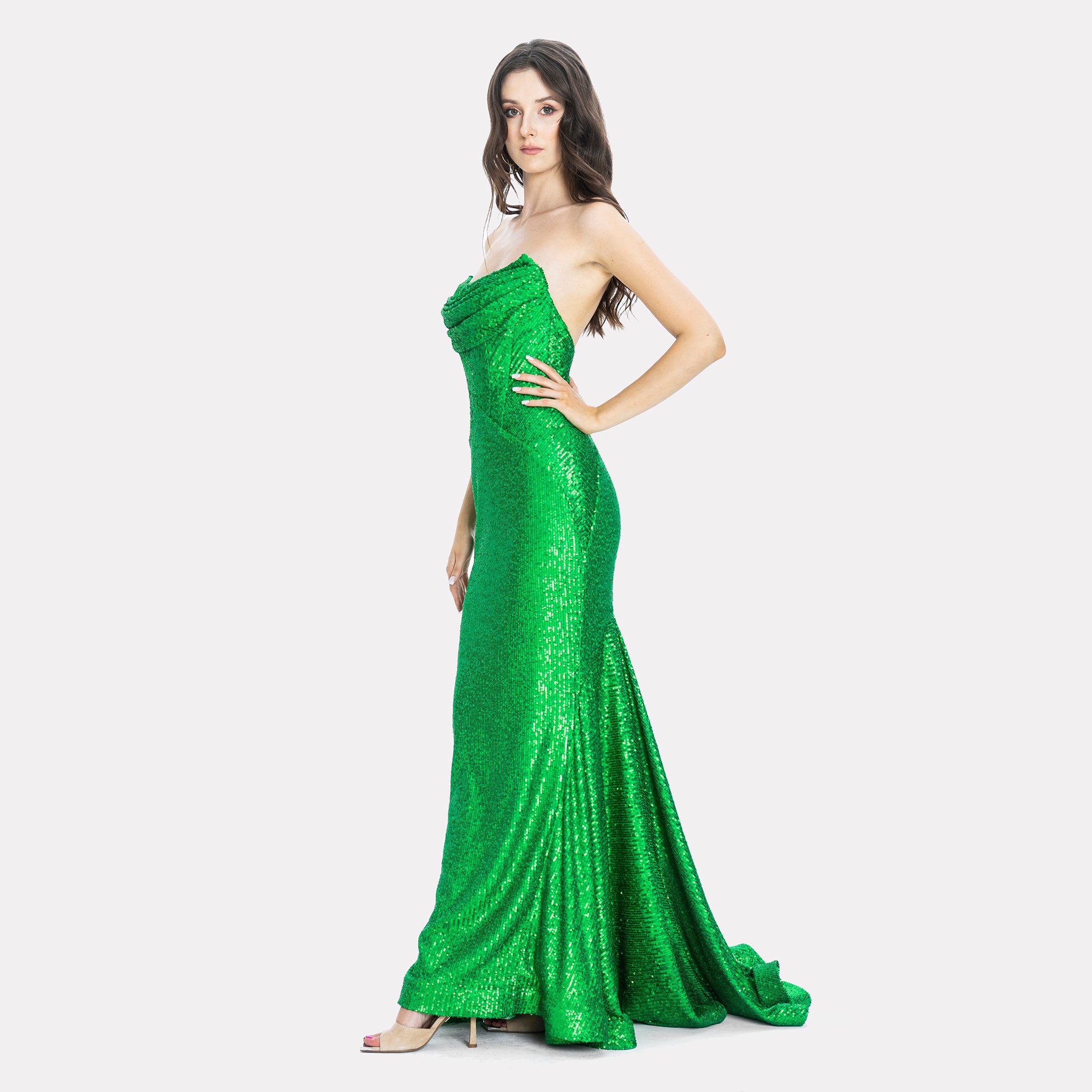 Alaya Green Sequin Evening Dress Gown Angelika Jozefczyk 1