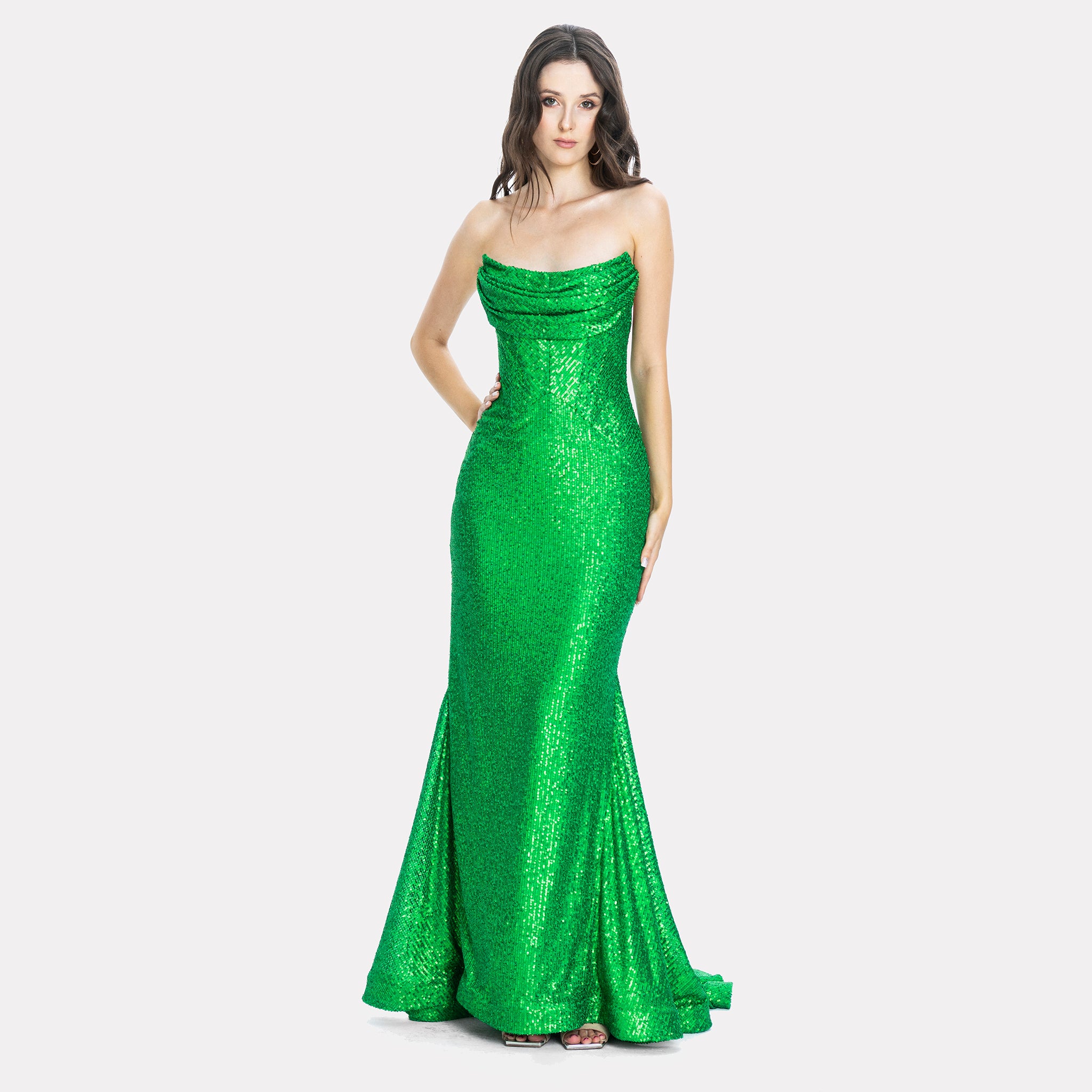 Alaya Green Sequin Evening Dress Gown Angelika Jozefczyk 2