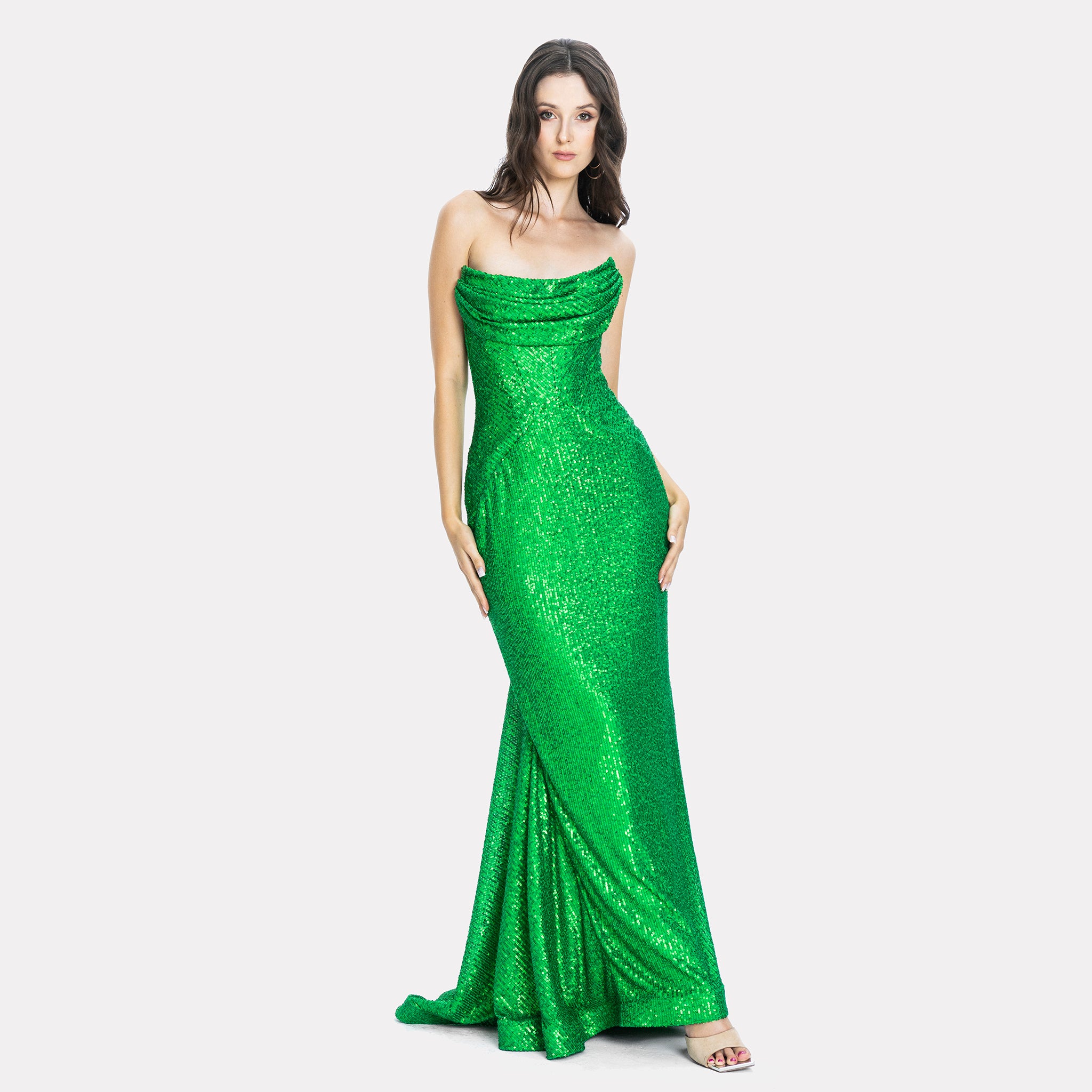 Alaya Green Sequin Evening Dress Gown Angelika Jozefczyk 4