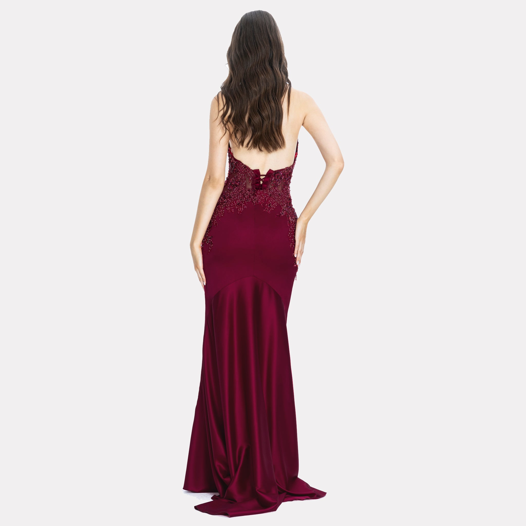 Bettany Embellished Evening Gown Burgundy Angelika Jozefczyk 5