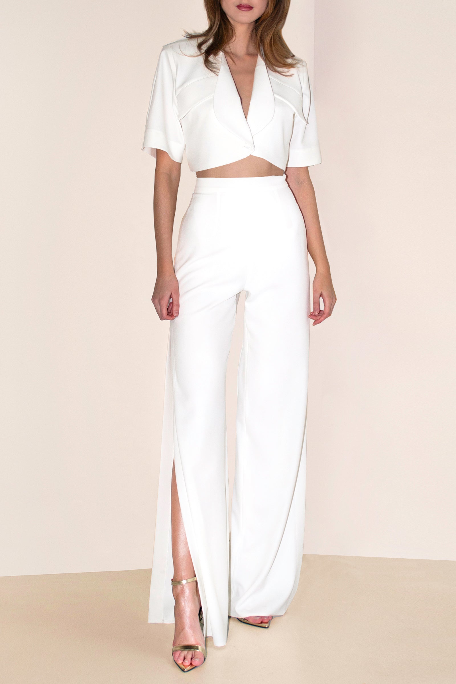 Corfu Trousers with Side Slits Ecru Angelika Jozefczyk 2