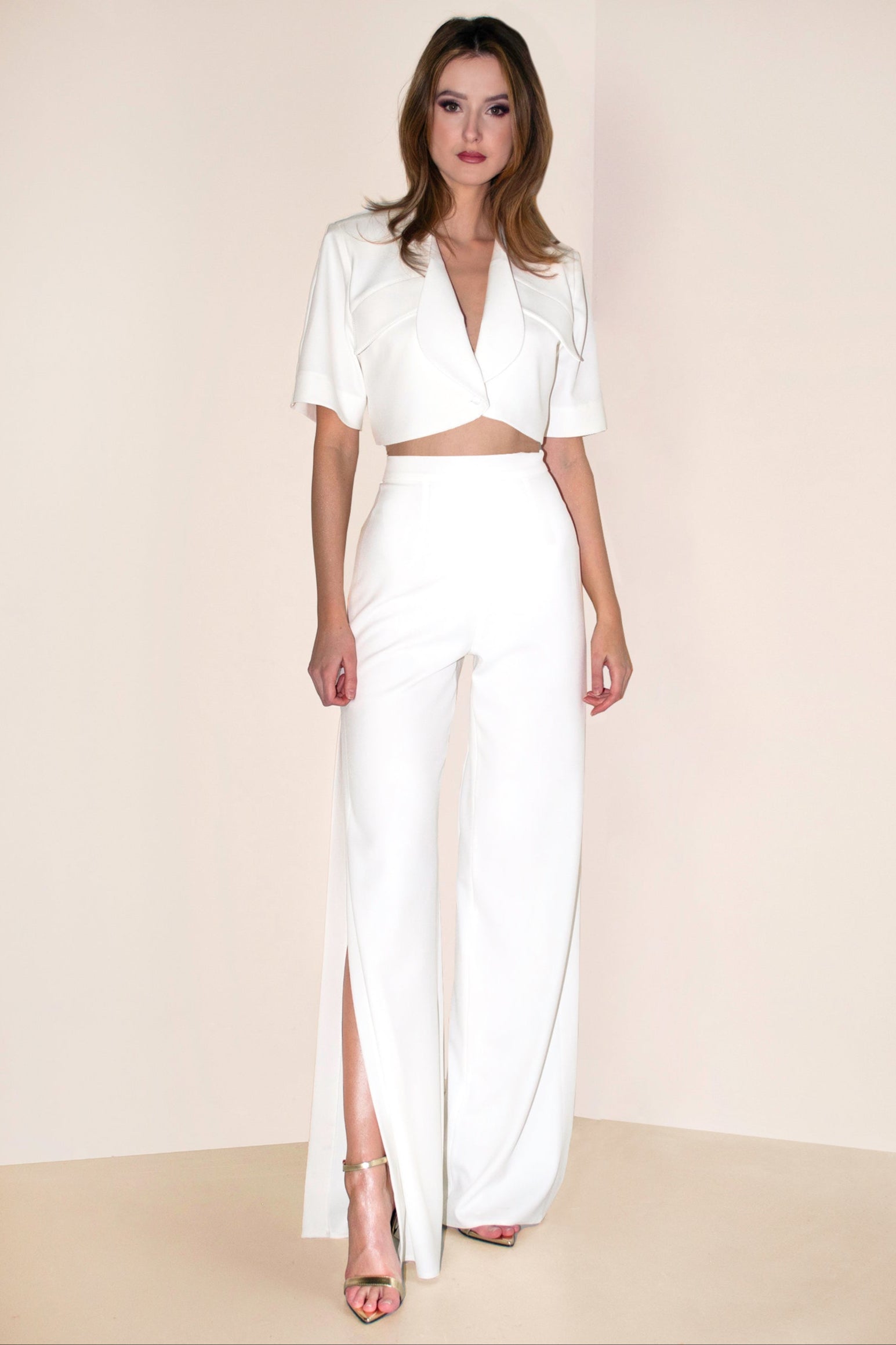 Corfu Trousers with Side Slits Ecru Angelika Jozefczyk 3
