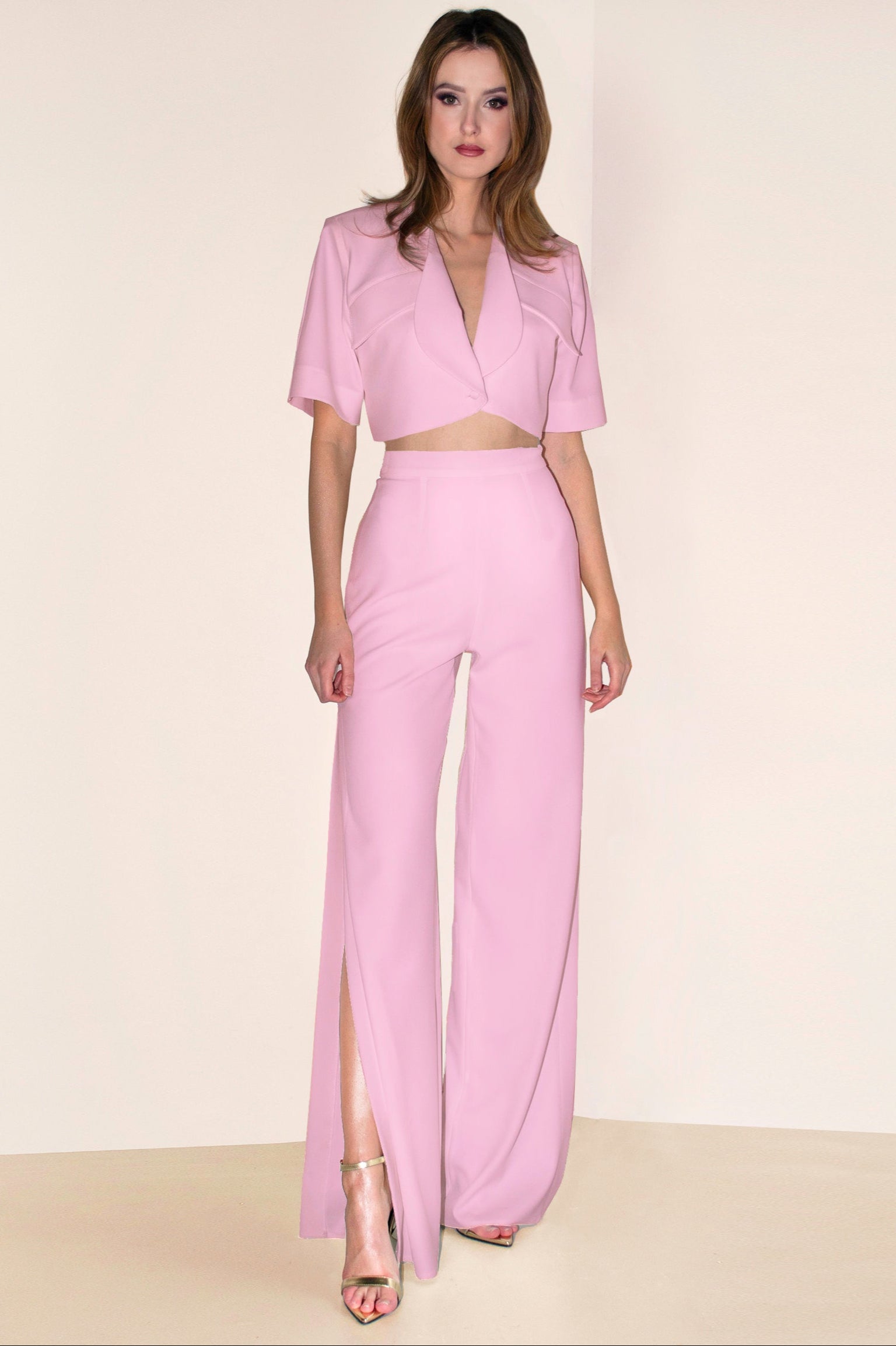 Corfu Trousers with Side Slits Pink Angelika Jozefczyk 4
