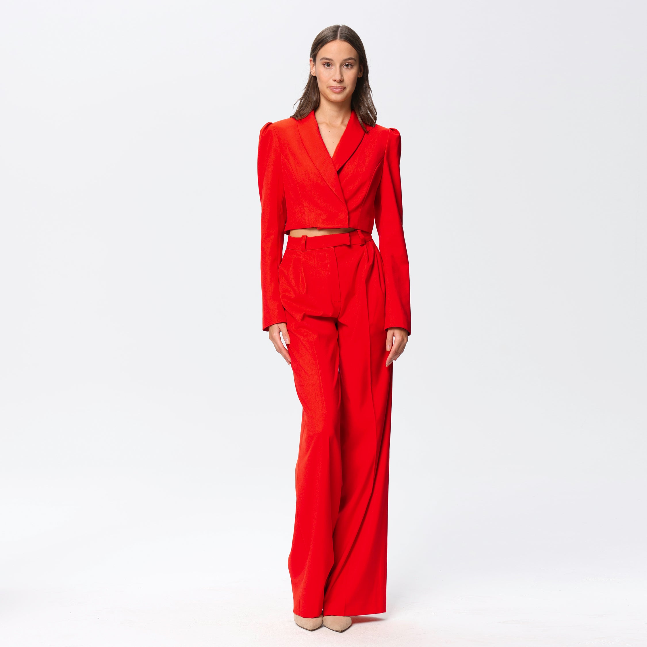 Sanremo High-rise Wide-leg Suit Pants Red