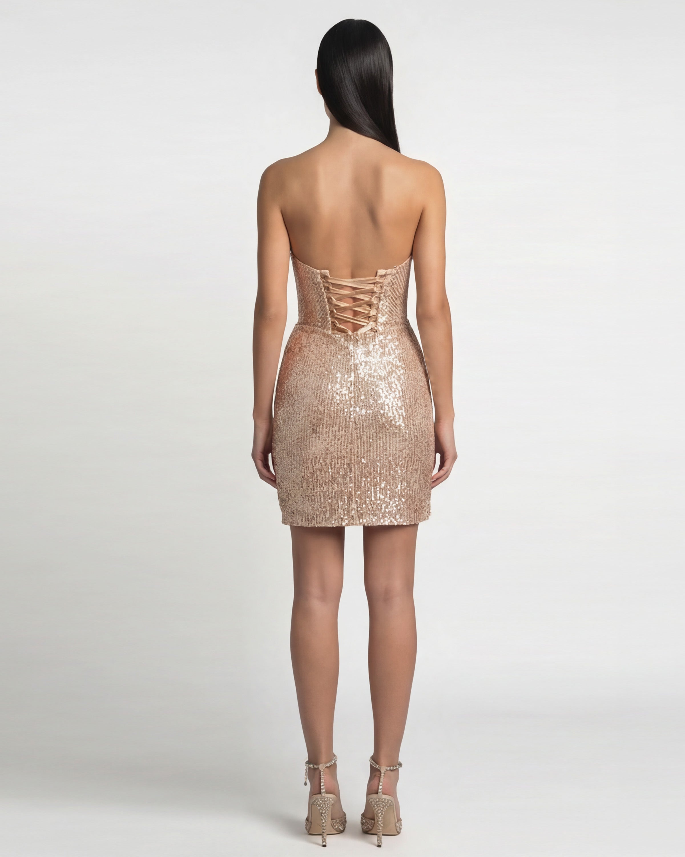 Delia Sequin Mini Dess Champagne Gold