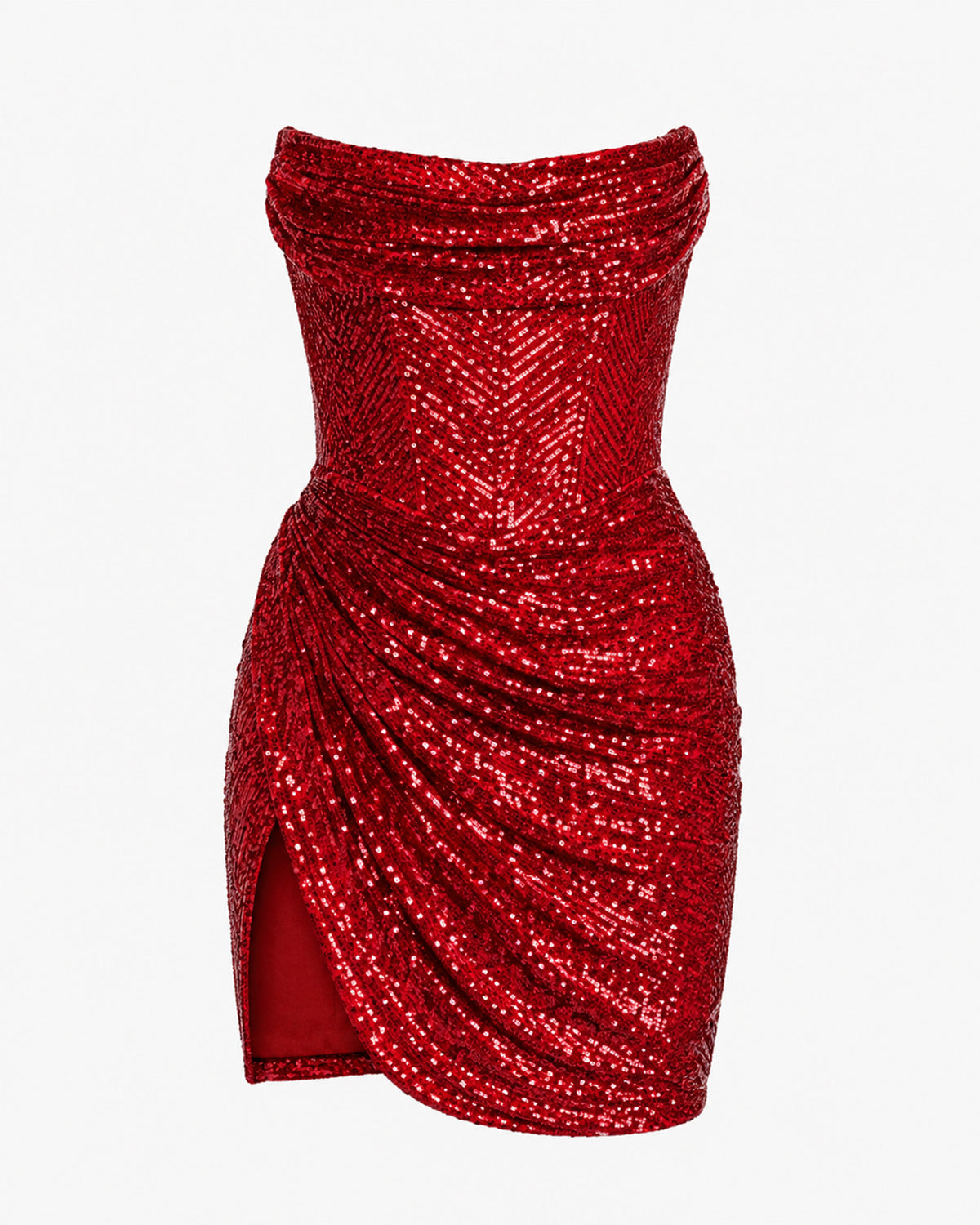 mini red glitter dress Delia Sequin Dess Tea Length