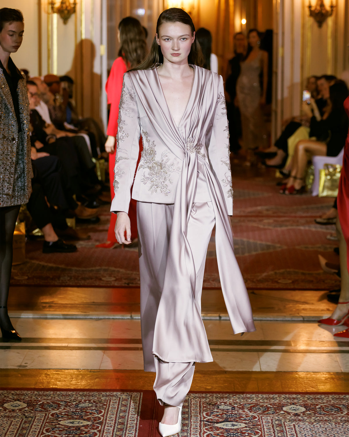 Elise Satin Embroidered Blazer