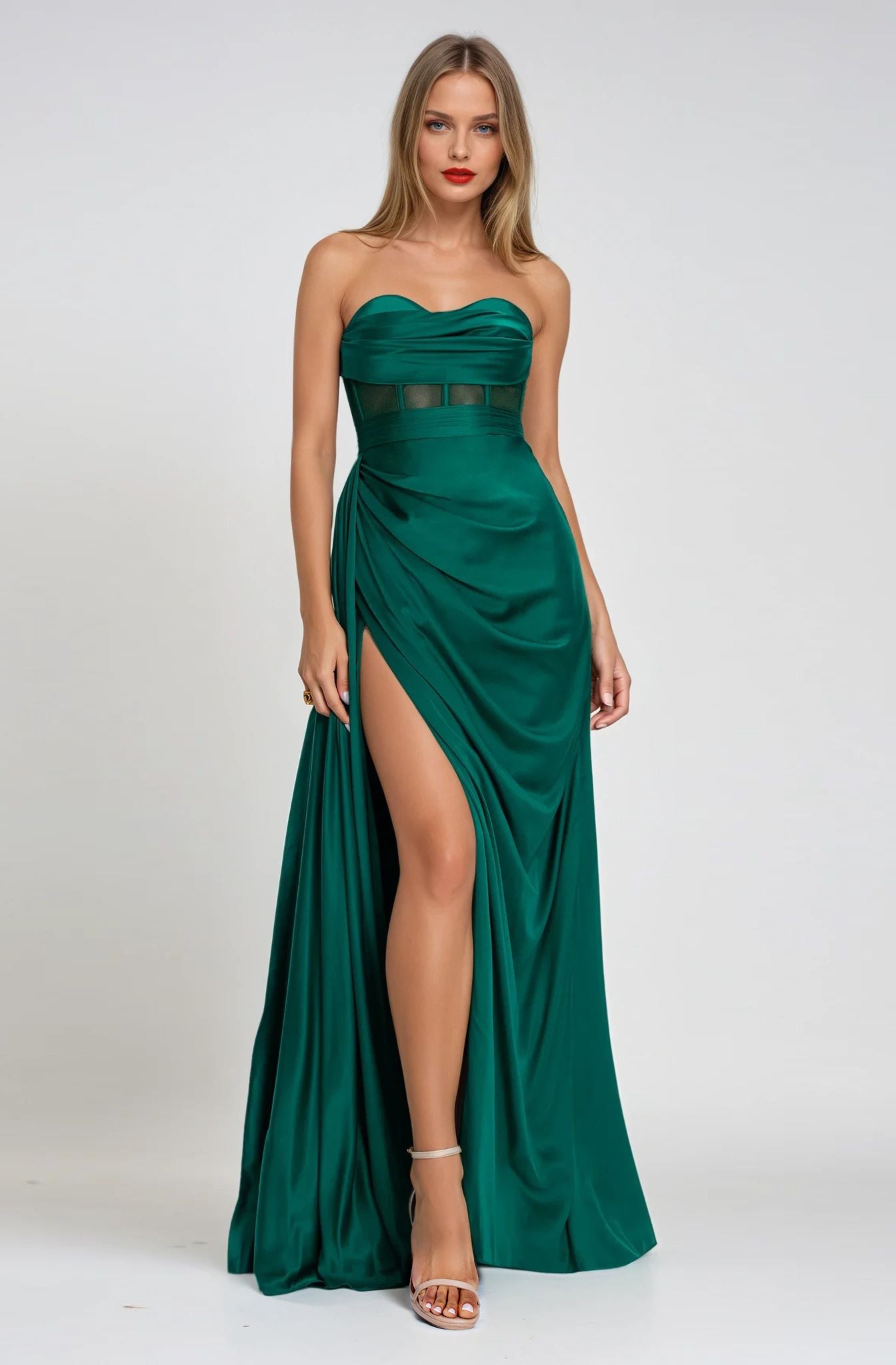 Emerald Satin Corset Evening Couture Gown Napoli Angelika Jozefczyk 3