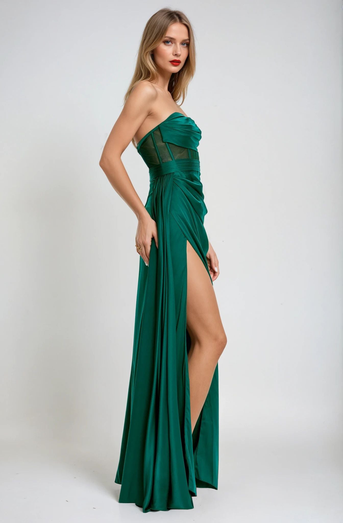 Emerald Satin Corset Evening Couture Gown Napoli Angelika Jozefczyk 7
