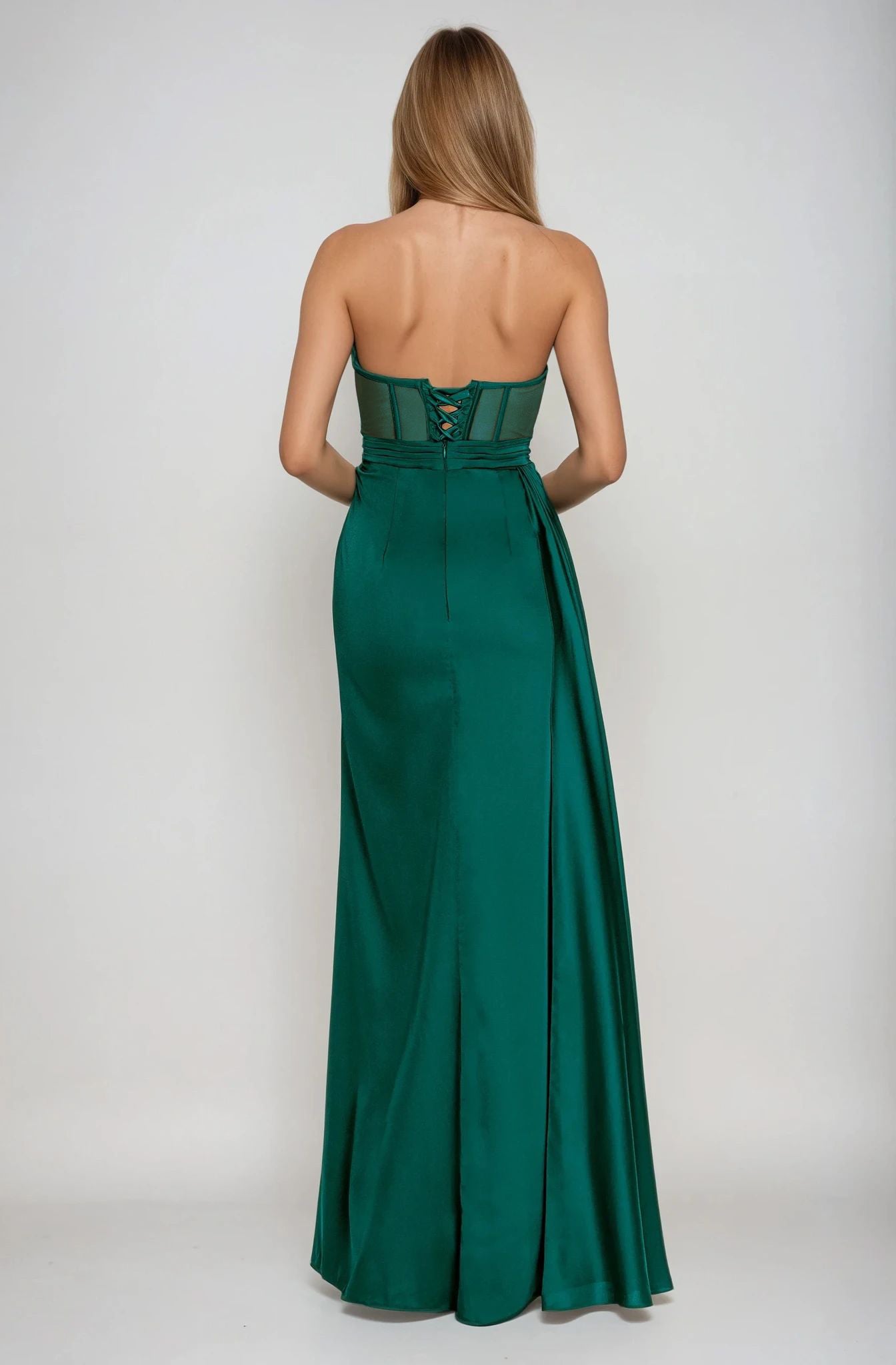 Emerald Satin Corset Evening Couture Gown Napoli Angelika Jozefczyk 8