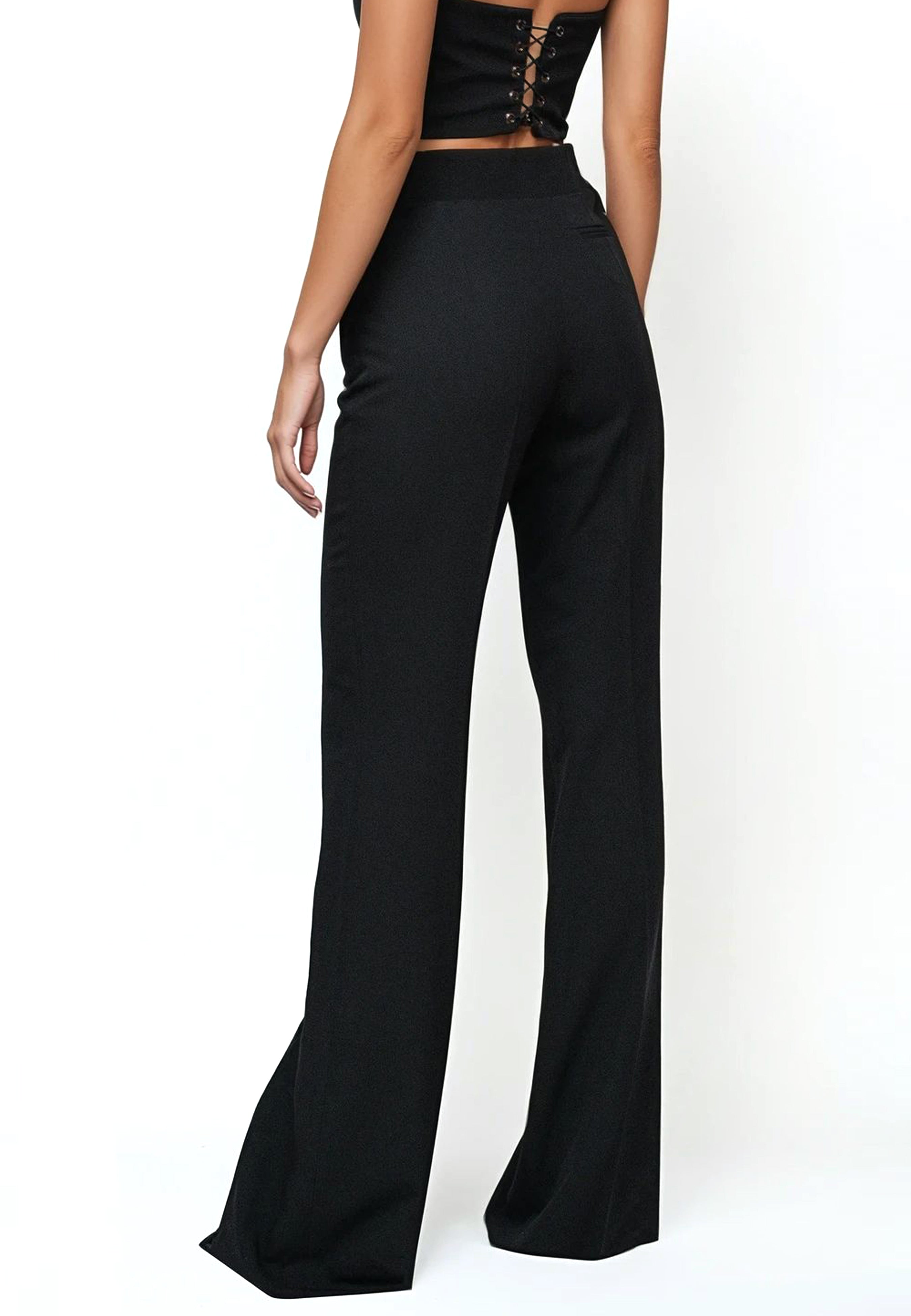 Flared Pants with Elastane Black