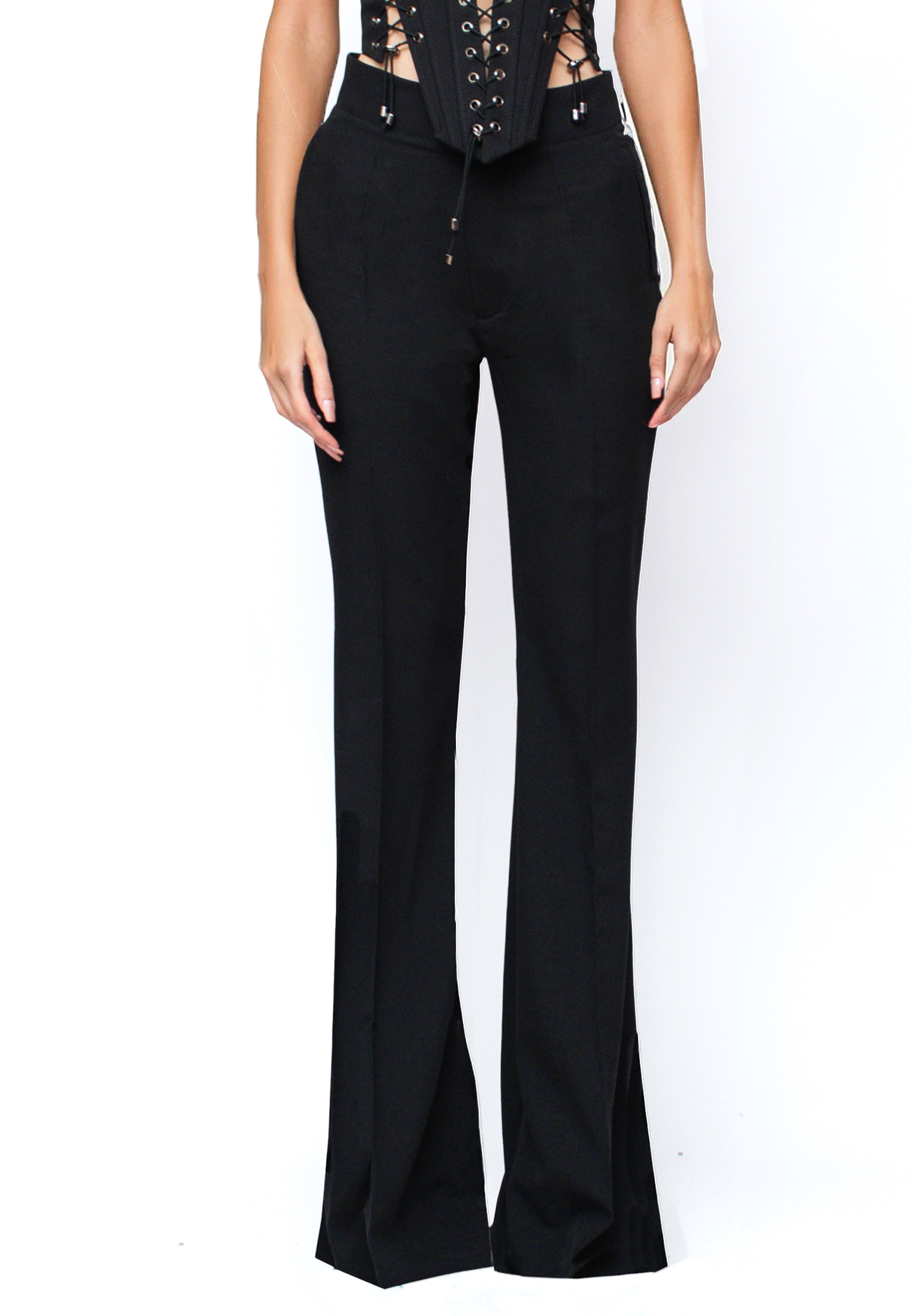Flared Pants with Elastane Black