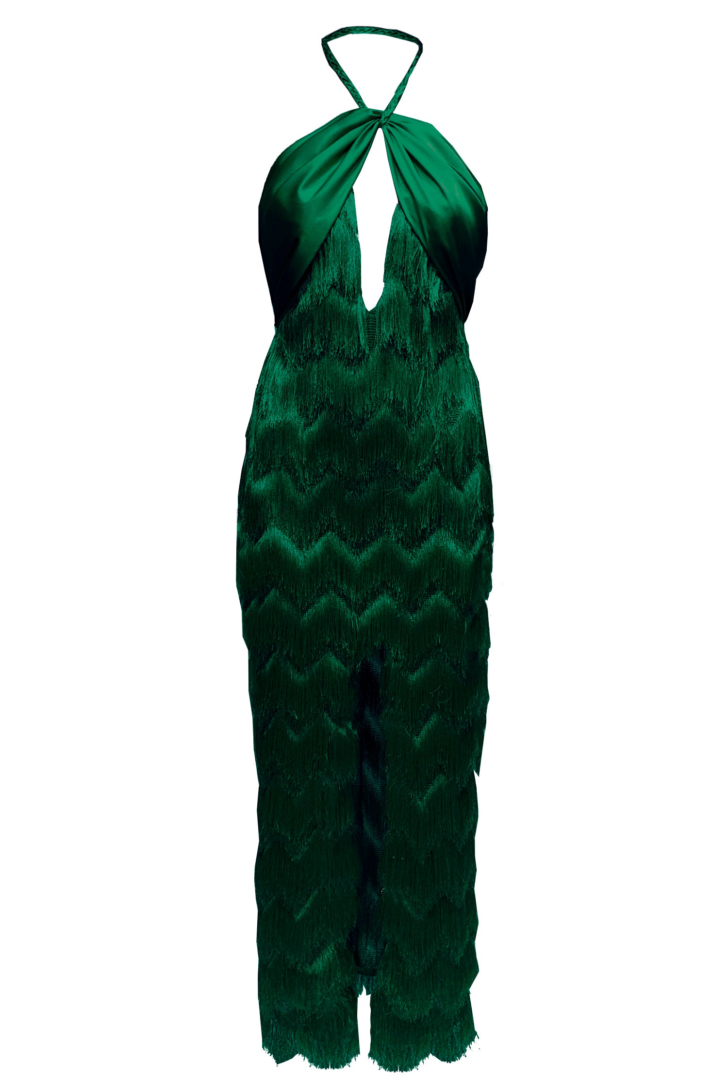 Florence Fringes Gown Emerald green