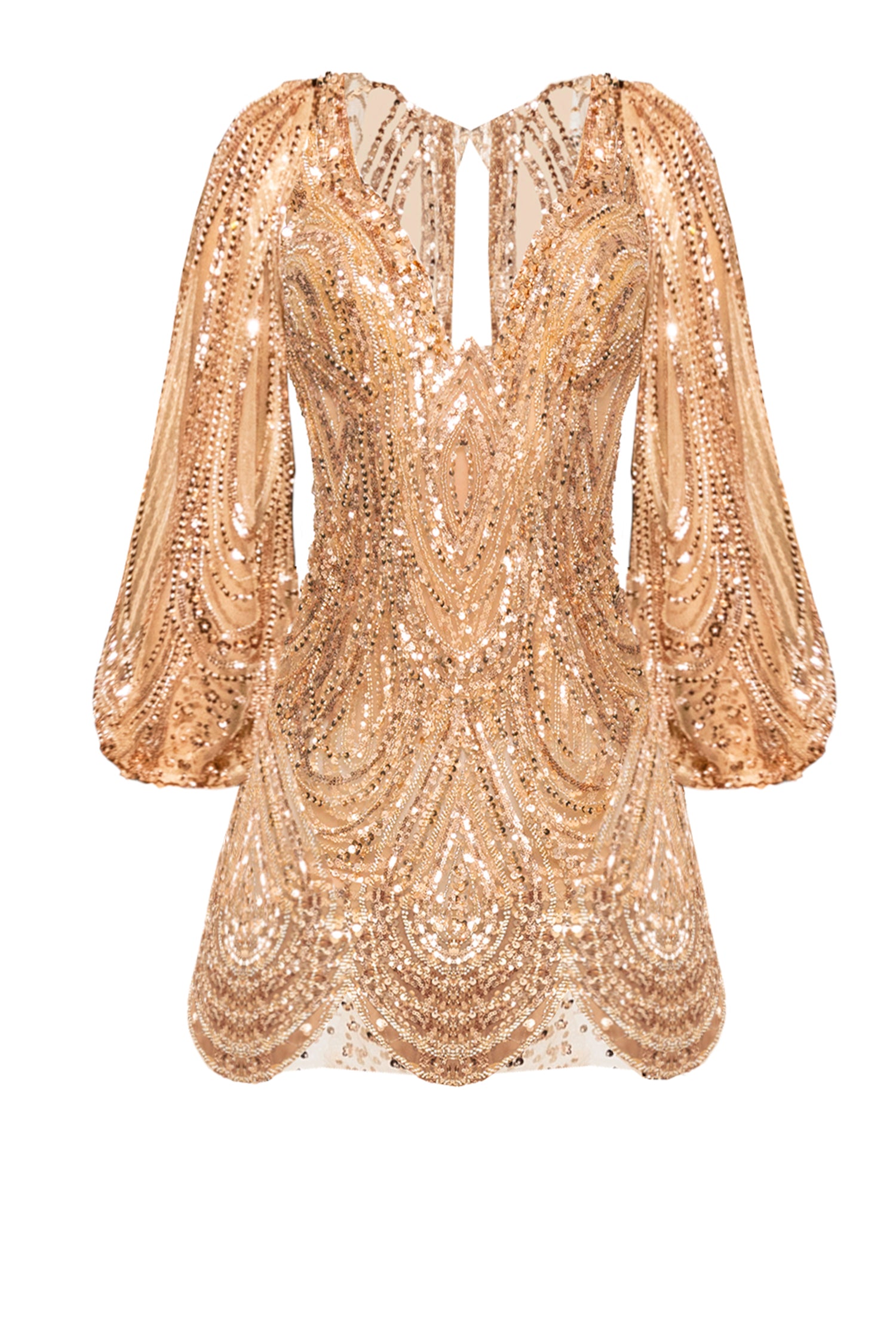 Gold Beads Embellished Mini Dress