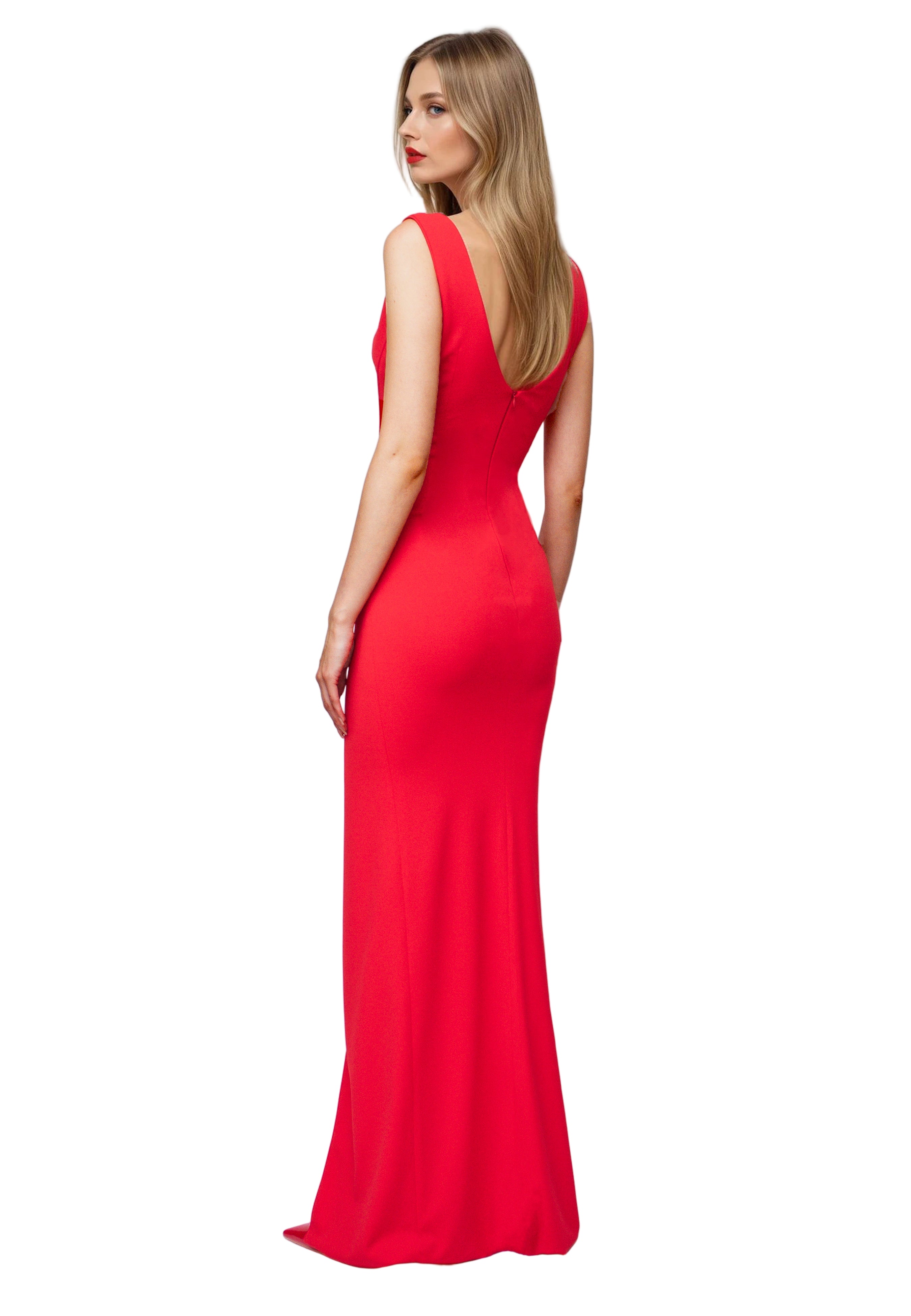 Red Cocktail Dress with Cut-Outs and Cape– Glam Witch Collection