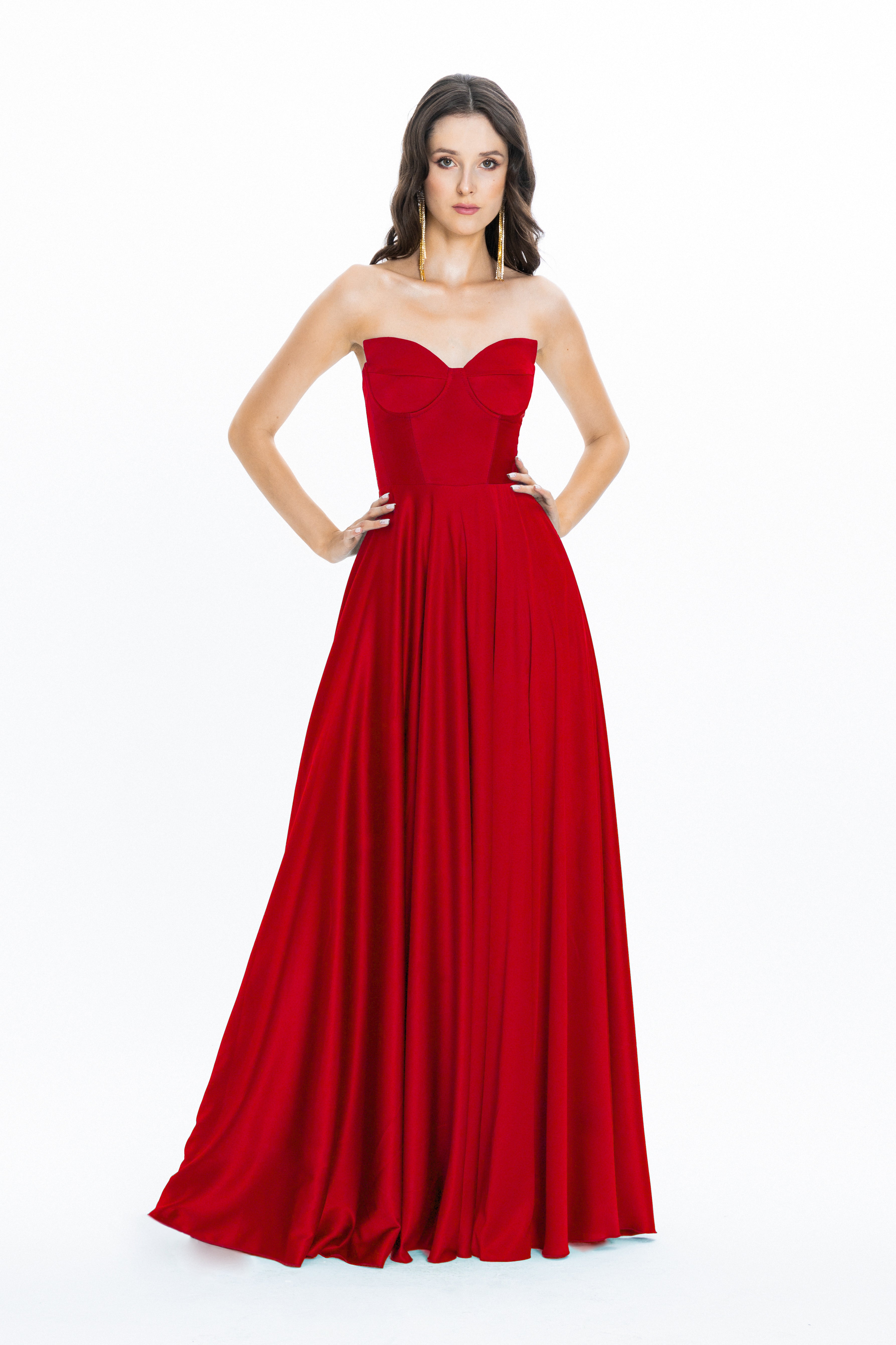 Satin Evening Gown Viena Red