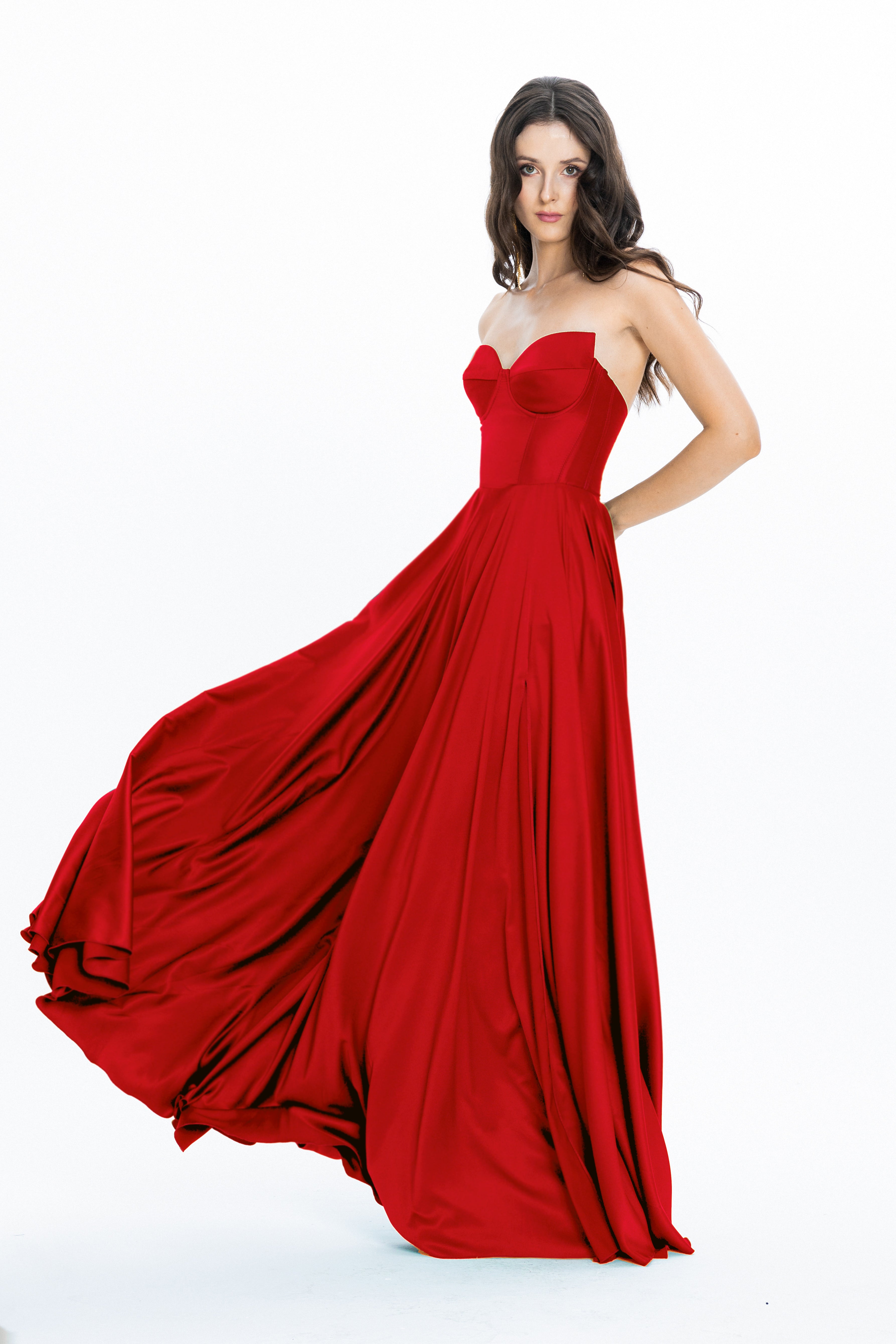 Satin Evening Gown Viena Red