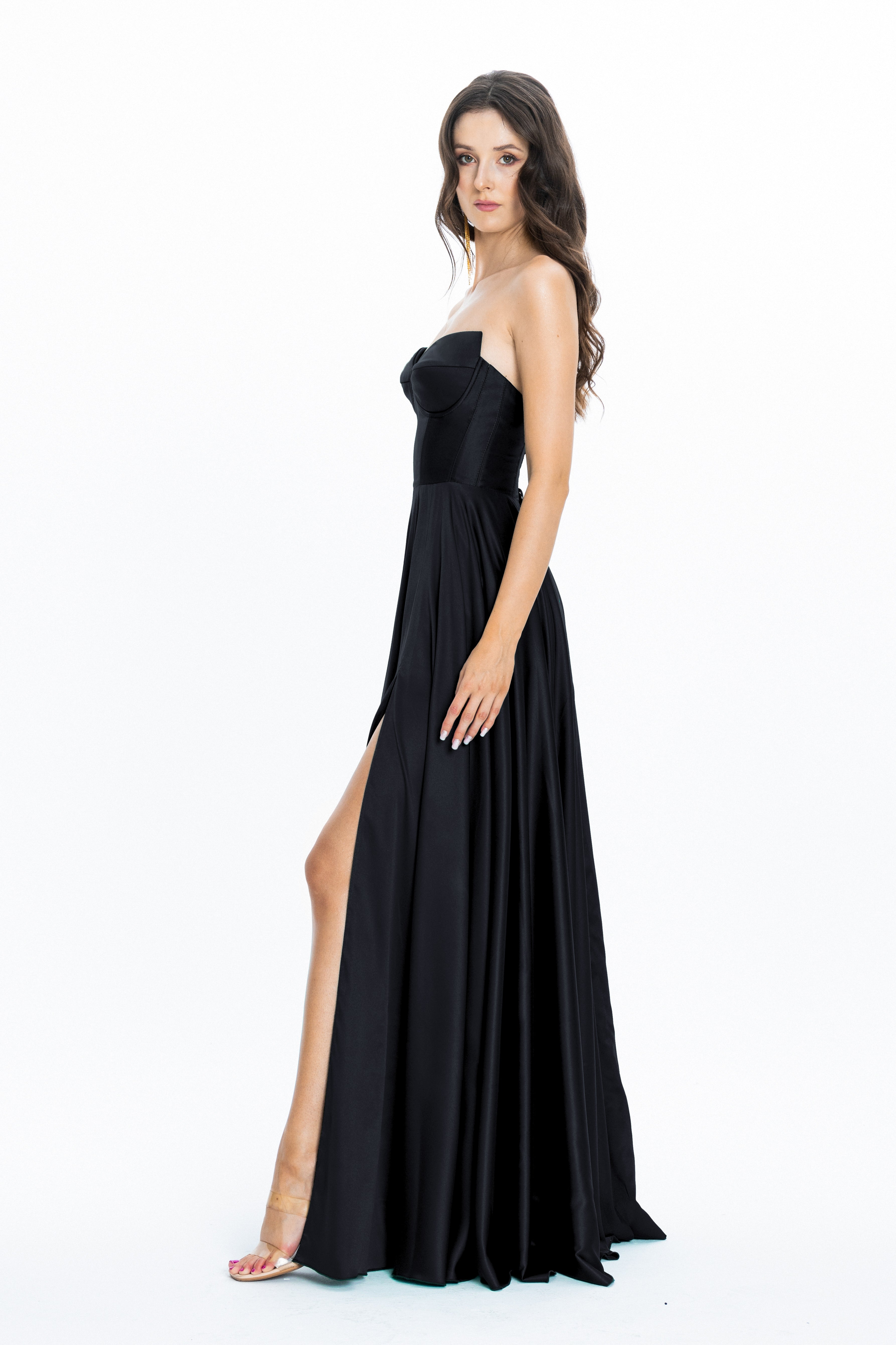 Satin Evening Gown Viena Black